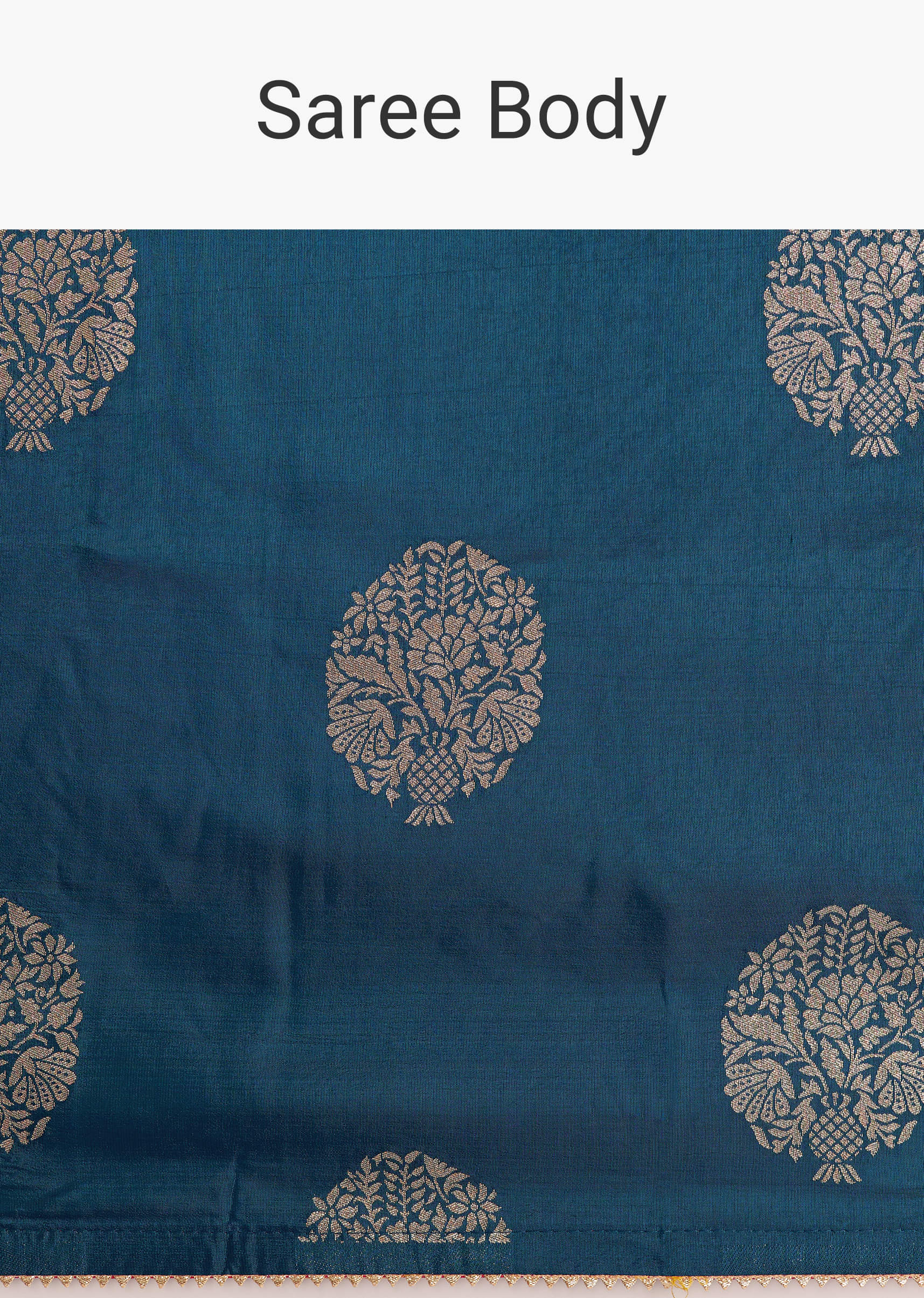 Peacock Blue Dola Silk Brocade Saree With Gotapatti Border - Image 10