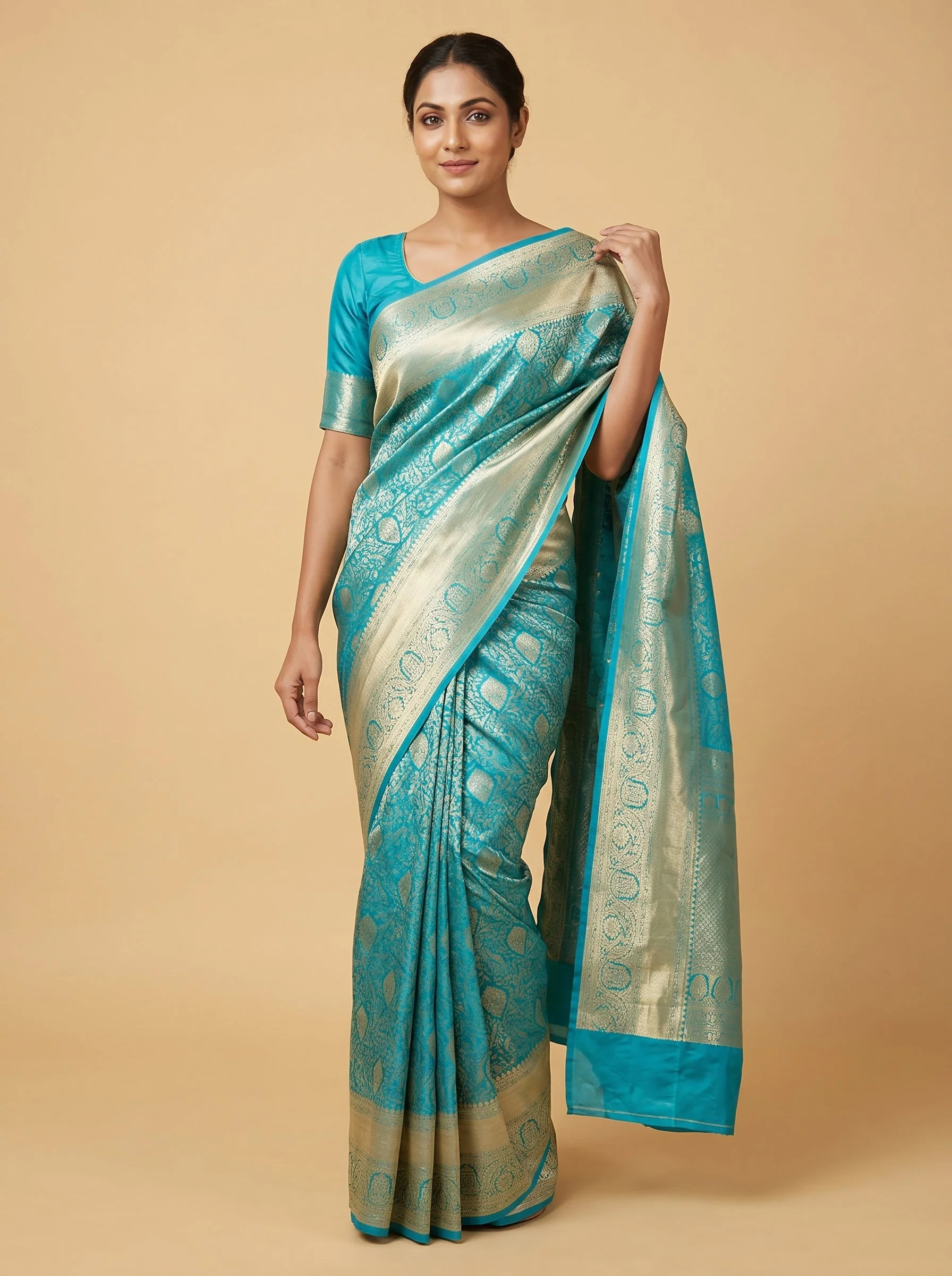Peacock Blue Glow Saree
