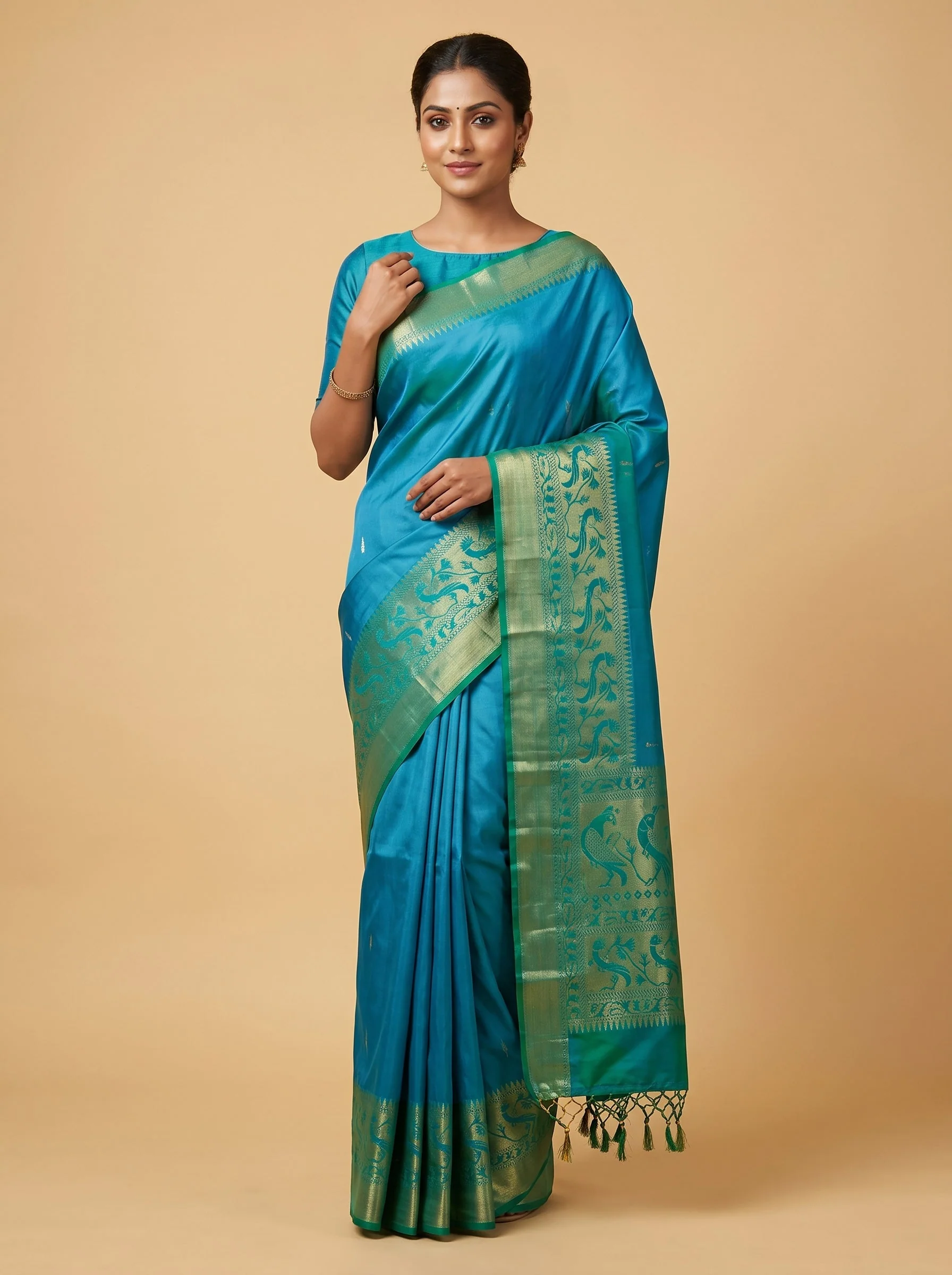 Peacock Blue Rich Loom Handloom Saree