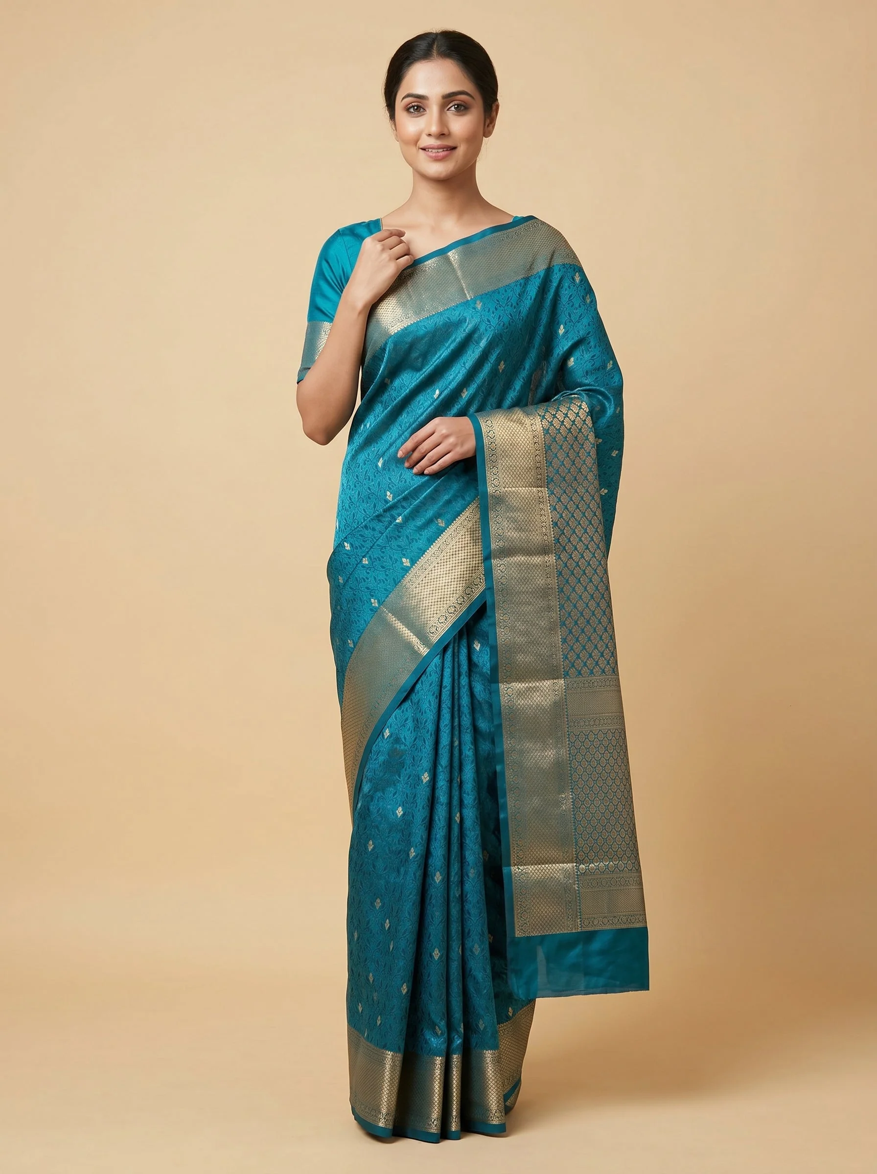 Peacock Green Regal Handloom Saree