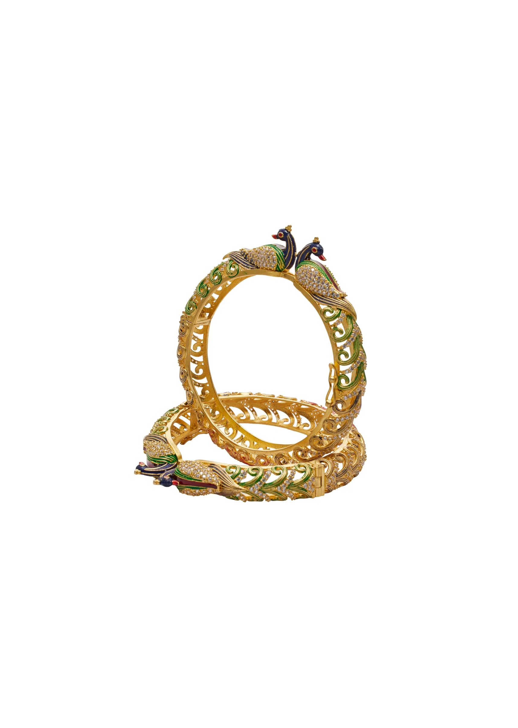 Peacock Motif Temple Kada Set