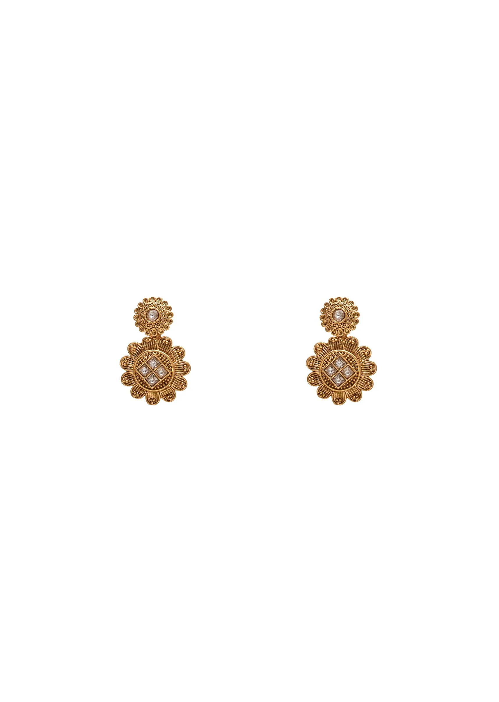Pearl And Stone Drop Kundan Necklace Set - Image 3