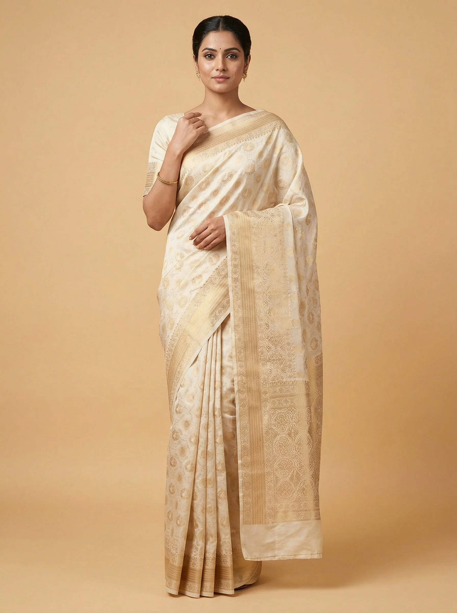 Pearl Cream Handloom Saree
