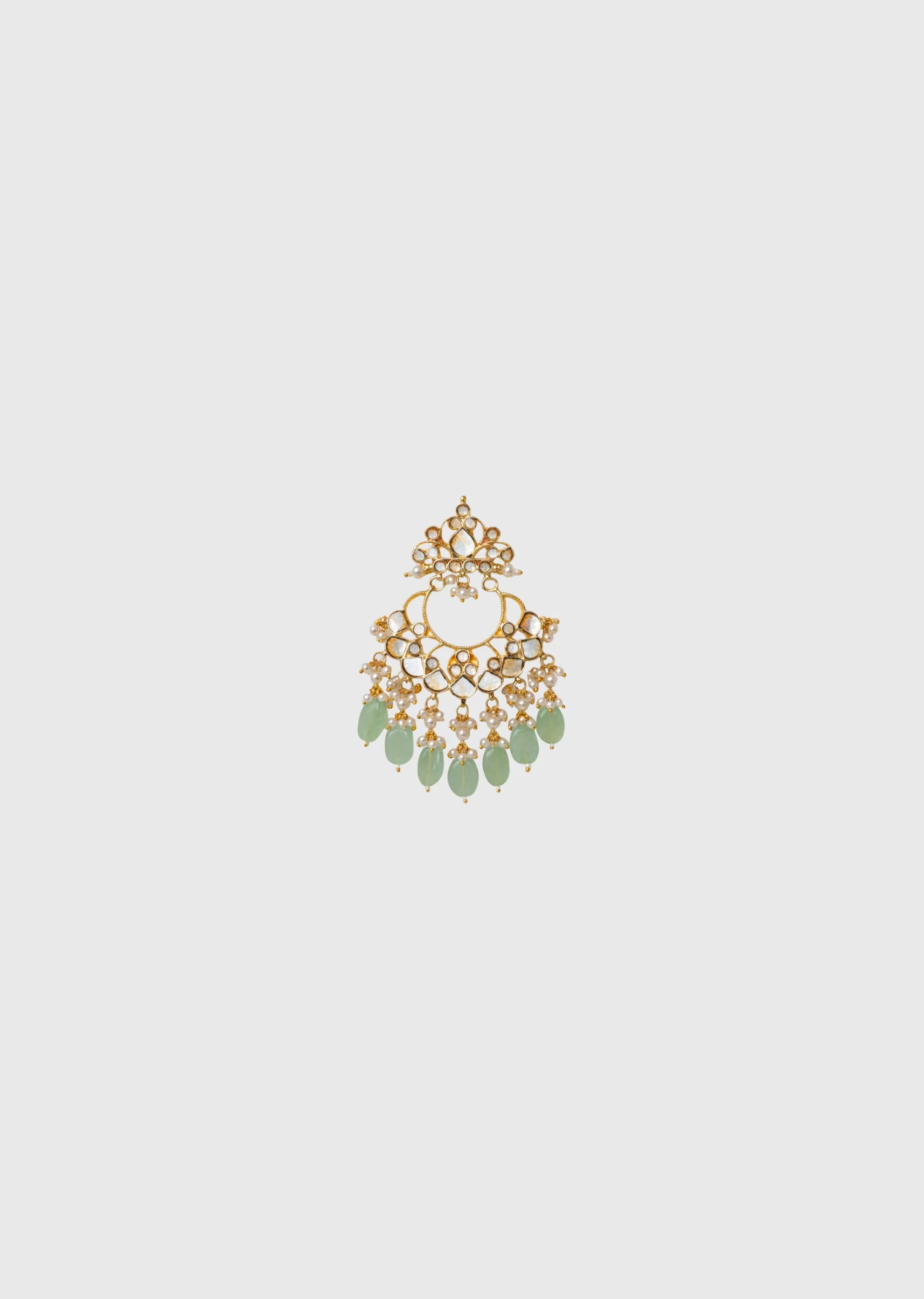 Pearl Earrings With Mint Green Drops - Image 3