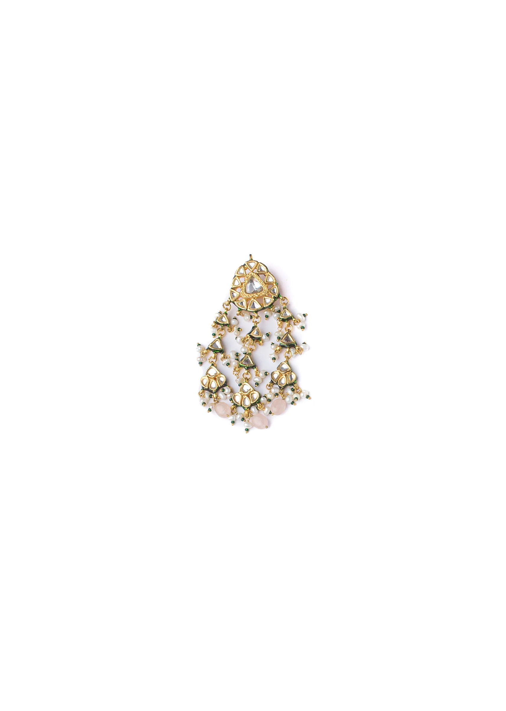 Pearl Layered Necklace Set With Floral Elements And Bead Drops - Image 4