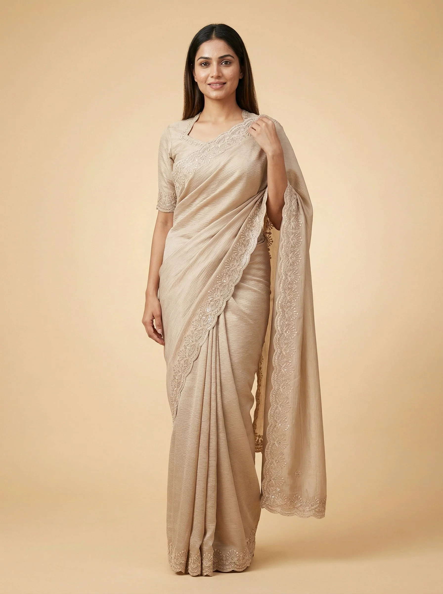 Periwinkle Lavender Embroidered Saree
