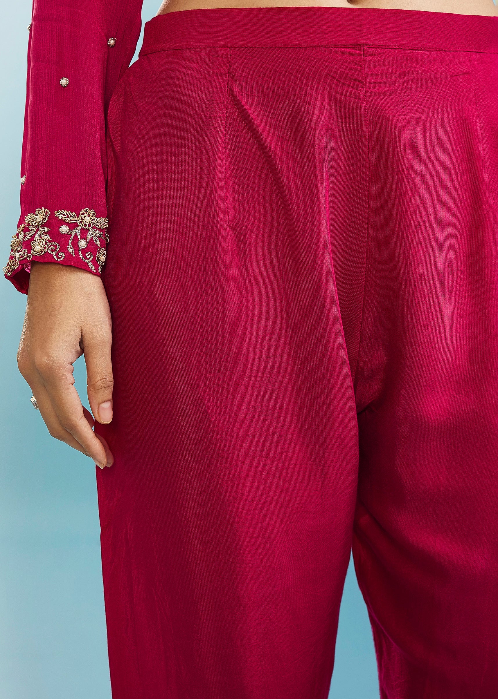 Pink Anarkali Set With Zardosi Work - Image 6