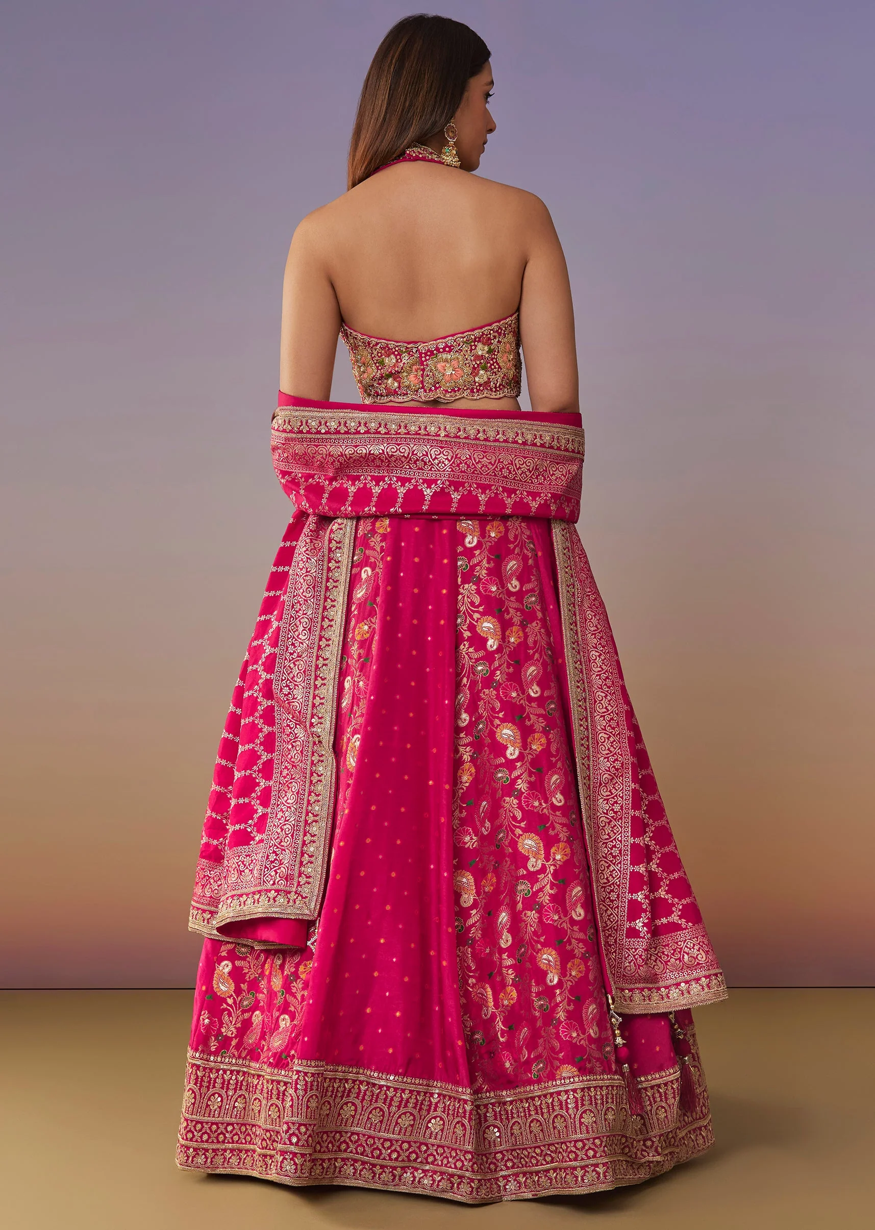 Pink Banarasi Silk And Bridesmaid Lehengas - Image 2