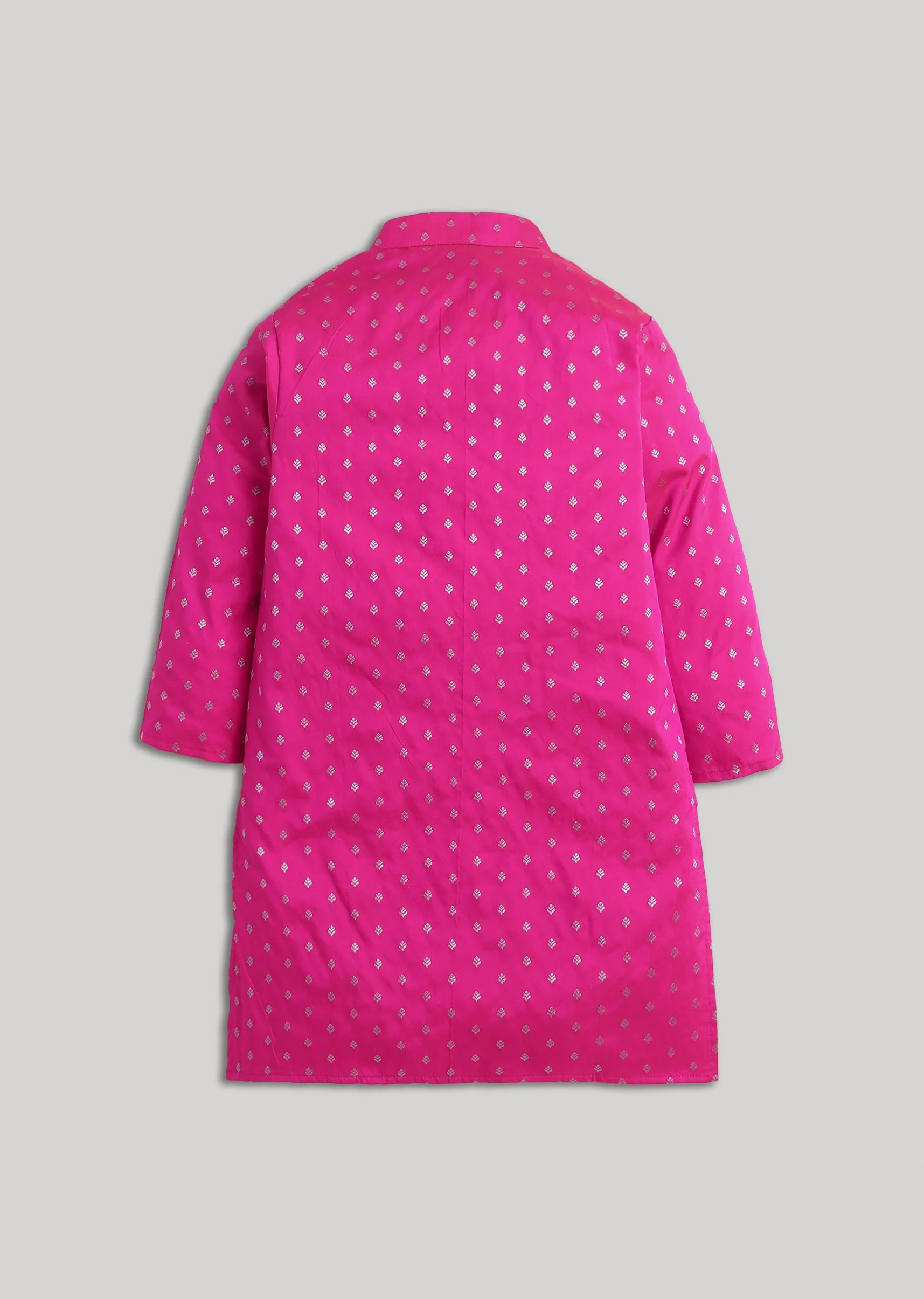 Pink Banarasi Silk Boys Kurta Set - Image 3