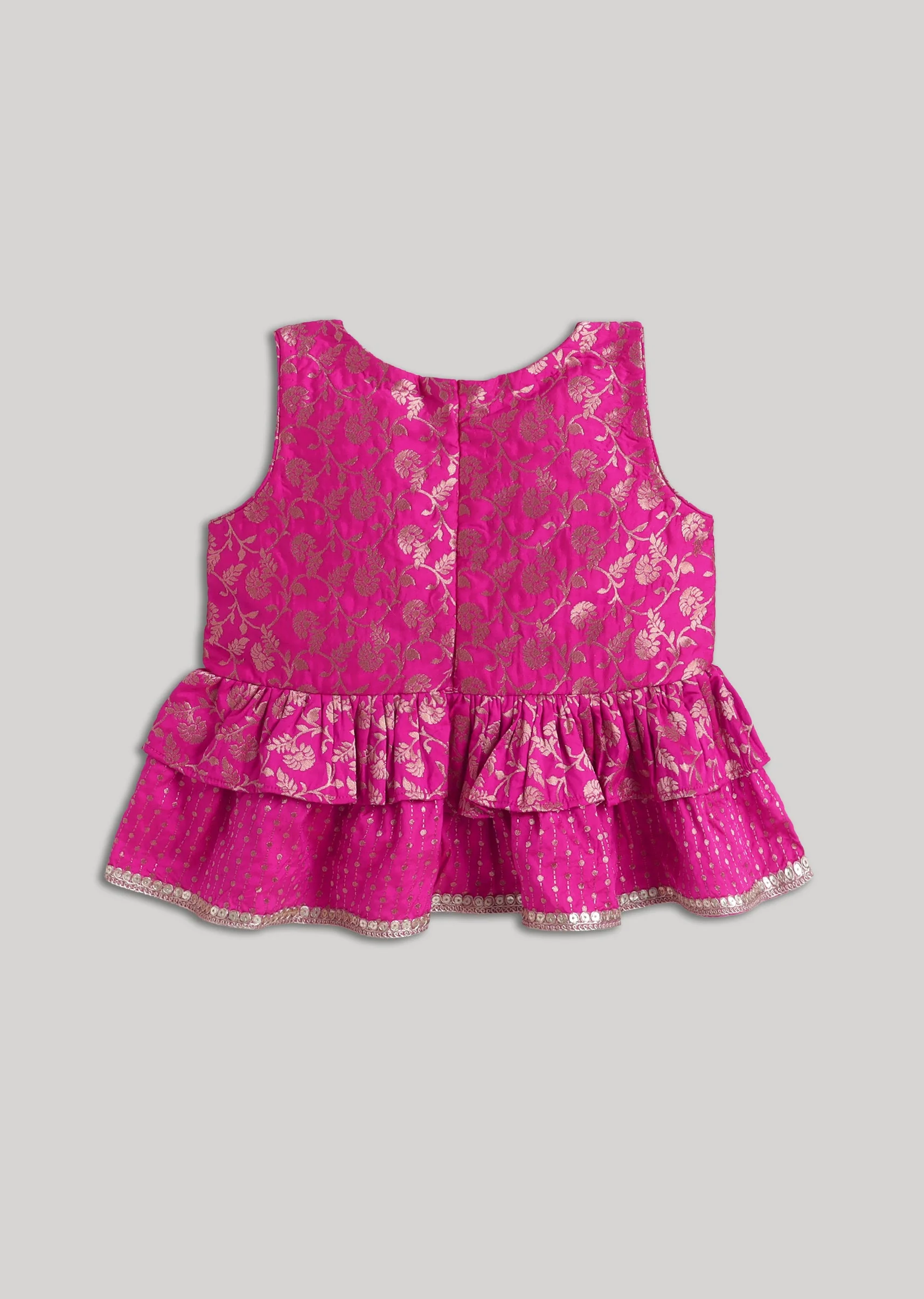 Pink Banarasi Silk Lehenga Set - Image 3