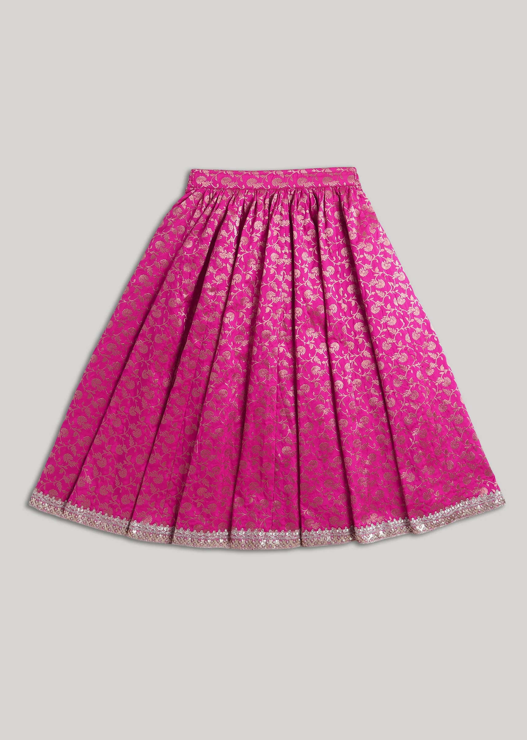Pink Banarasi Silk Lehenga Set - Image 5