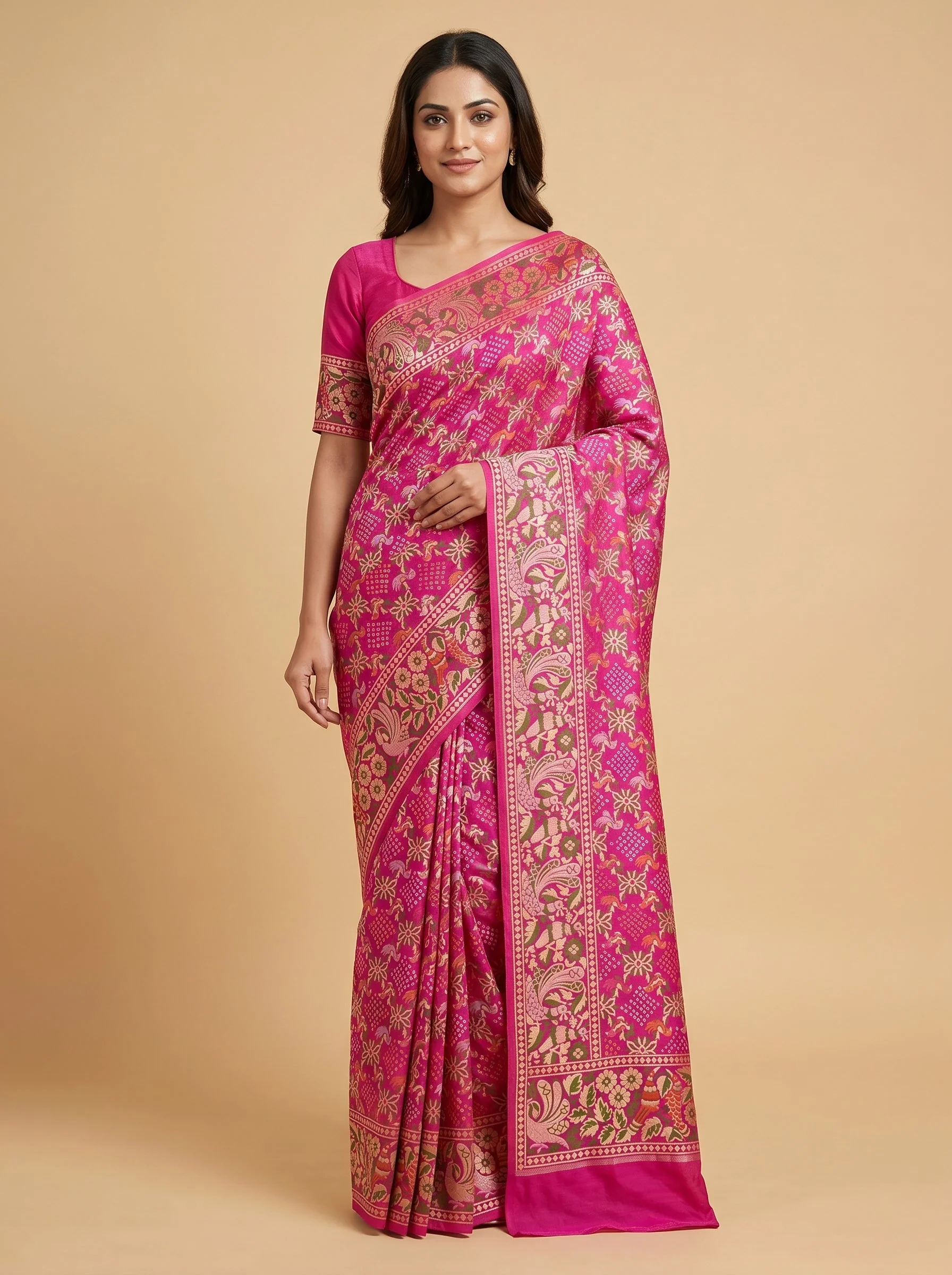 Pink Bandhani Blush Saree