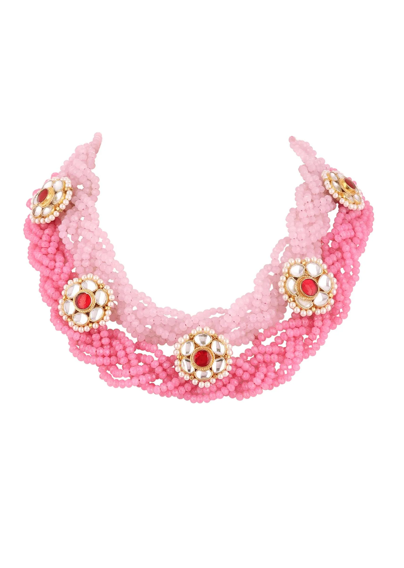 Pink Bead Plaited Necklace - Image 3