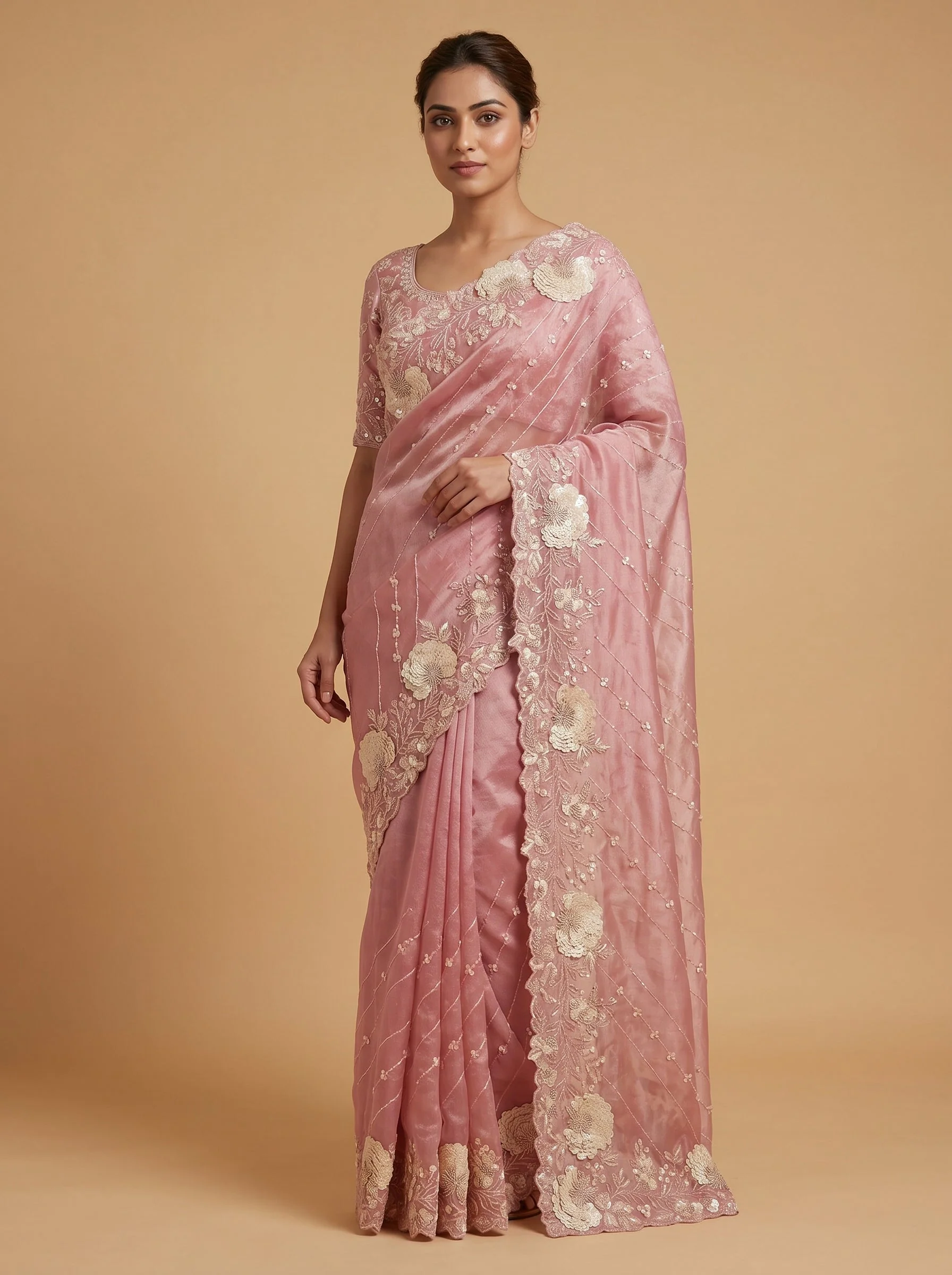Pink Blush Delight Embroidered Saree