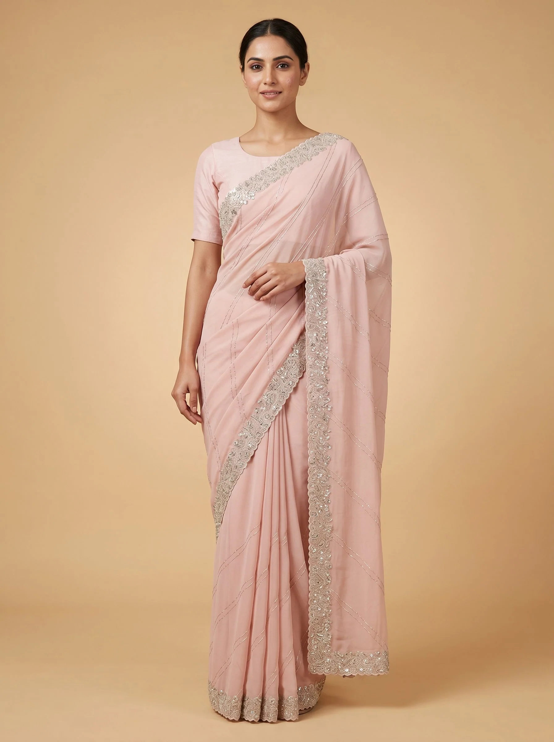 Pink Candyfloss Charm Embroidered Saree