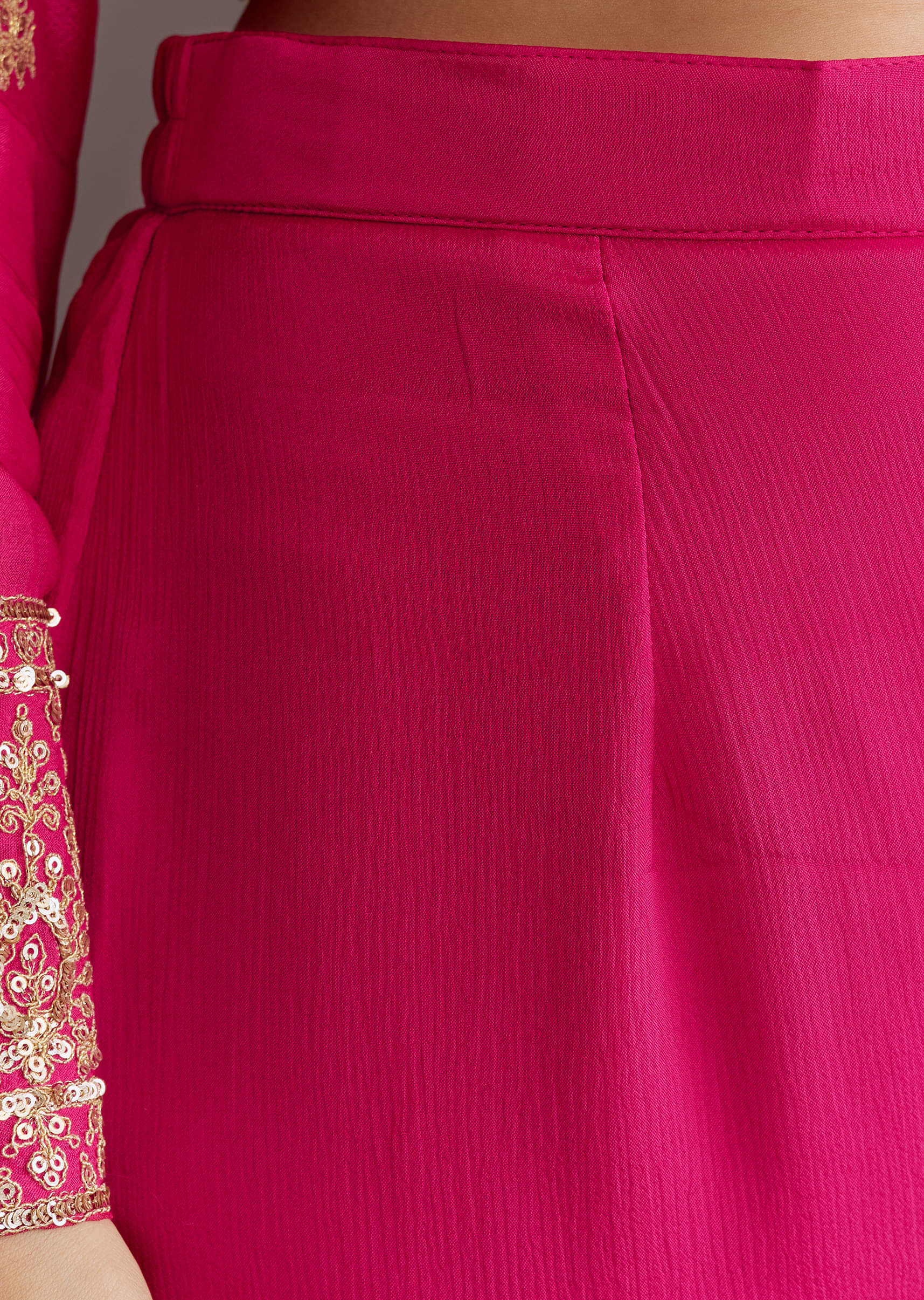 Pink Chinon Hand Embroidered Anarkali Suit With Dupatta - Image 7