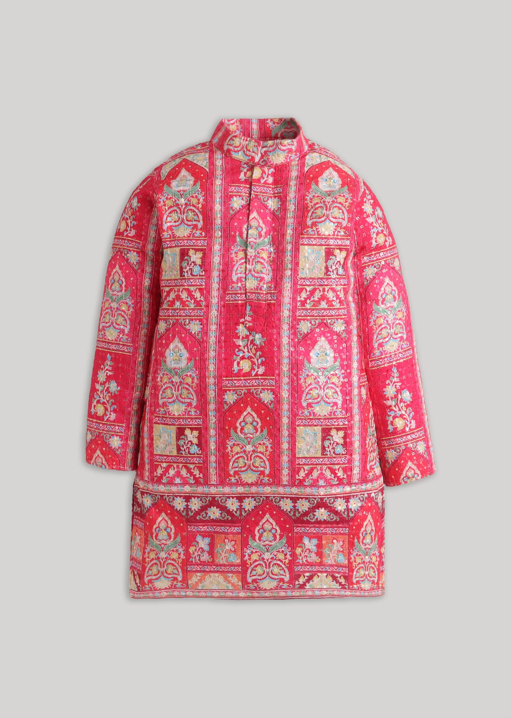 Pink Color Pop Kurta Set With Sequins And Embroidery - Image 2