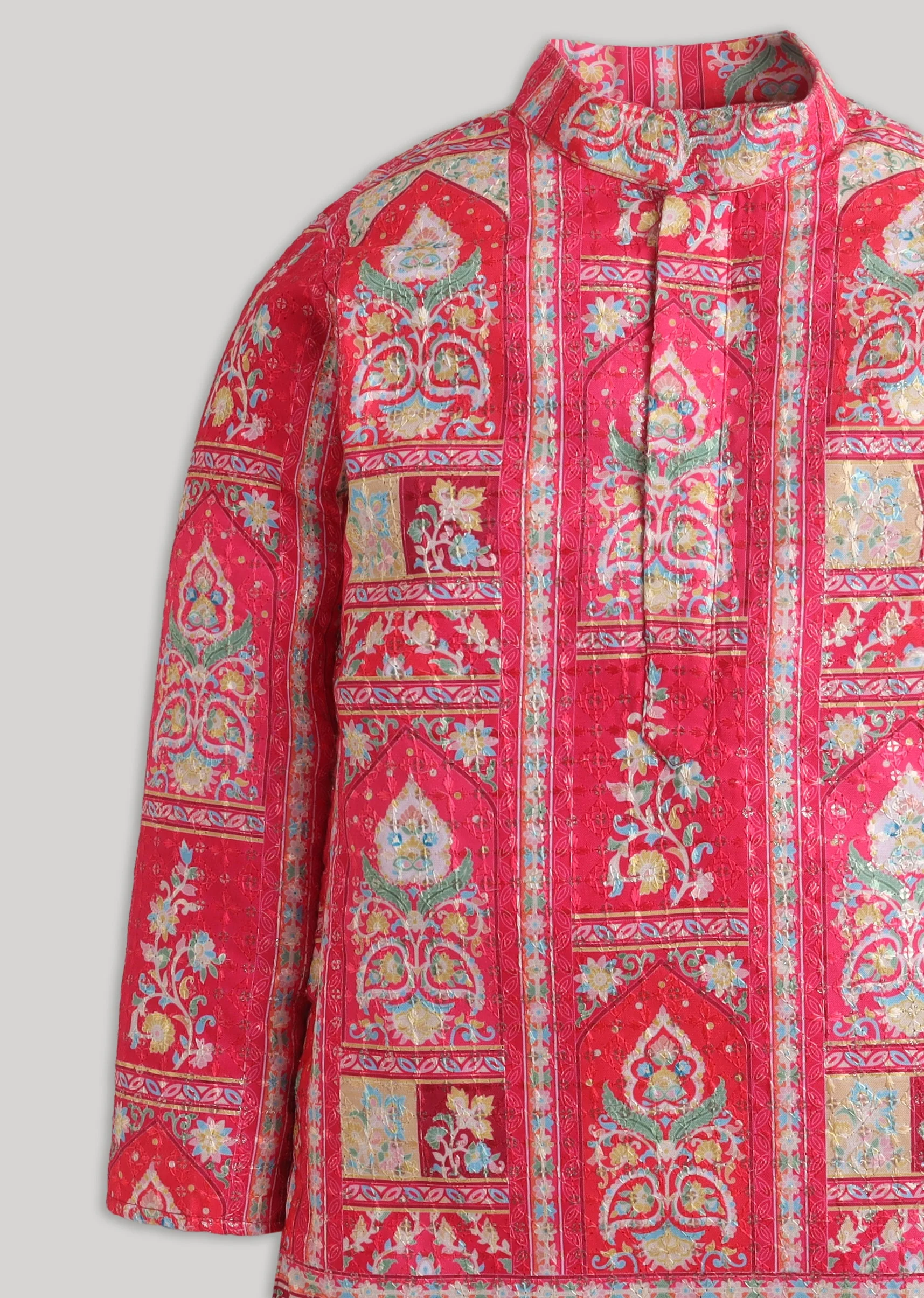 Pink Color Pop Kurta Set With Sequins And Embroidery - Image 4