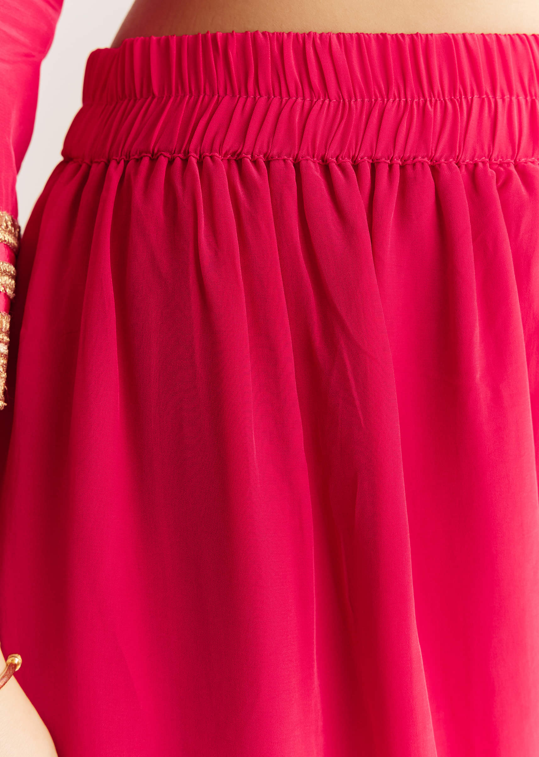 Pink Crepe Kurta Set With Zardosi And Sequins Dupatta - Image 6