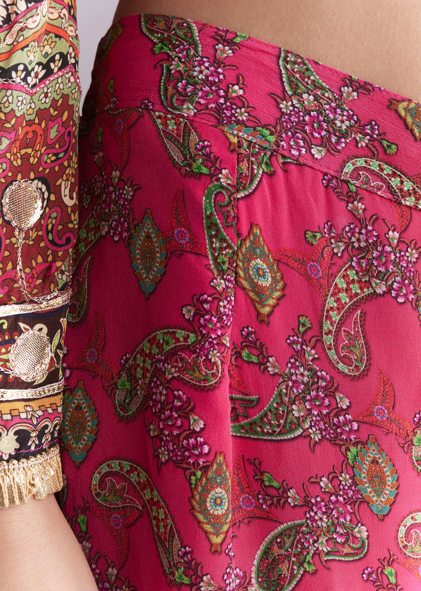 Pink Crepe Printed Sharara Suit With Gota Detail And Potli - Image 6