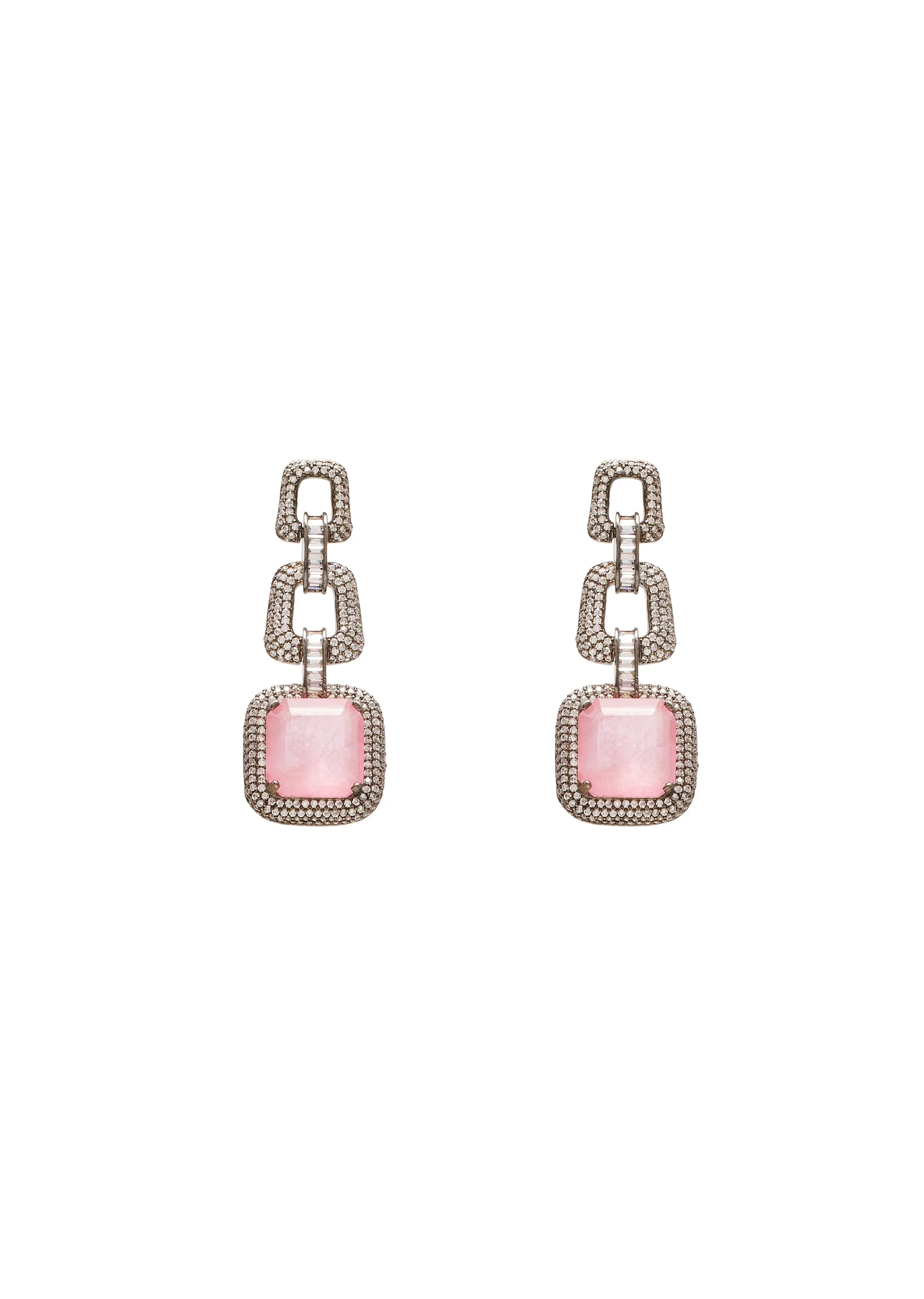 Pink Crystal And Black Bead Statement Necklace Set - Image 4