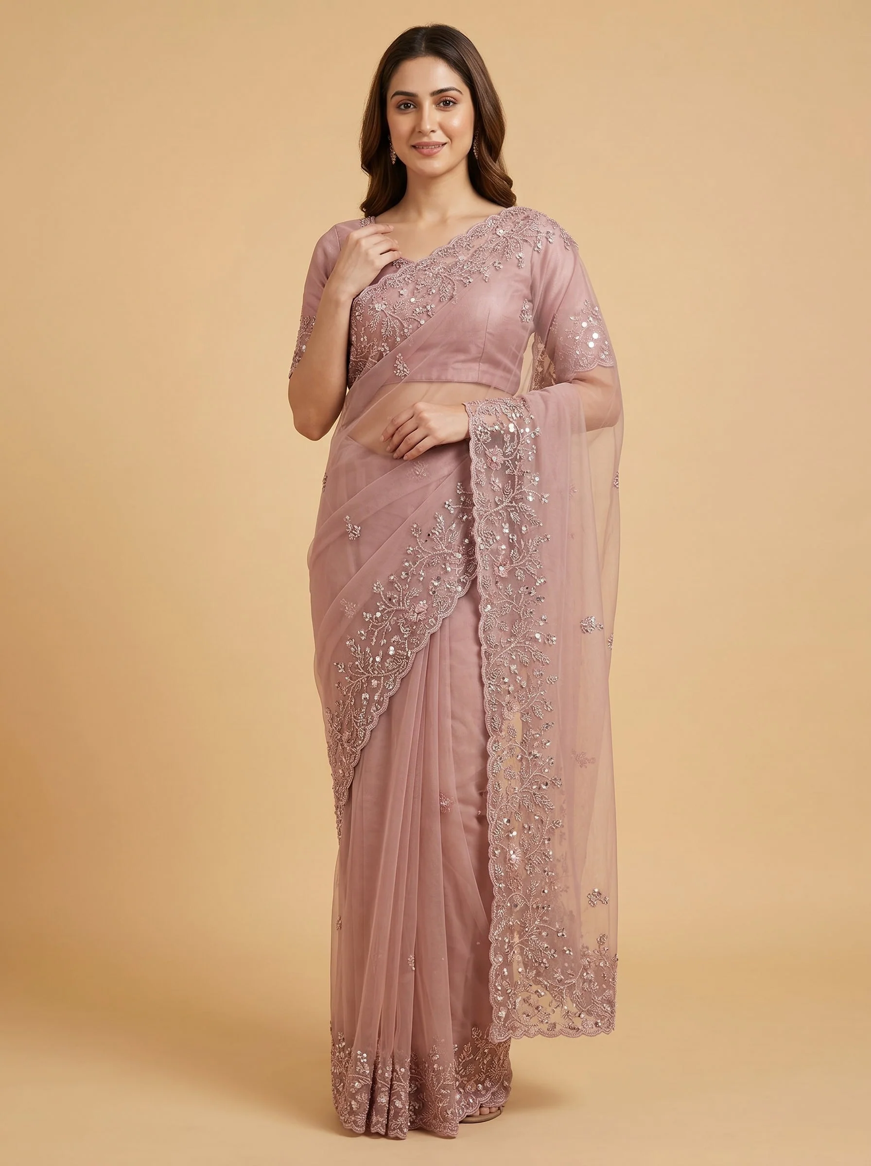 Pink Delicate Charm Embroidered Saree