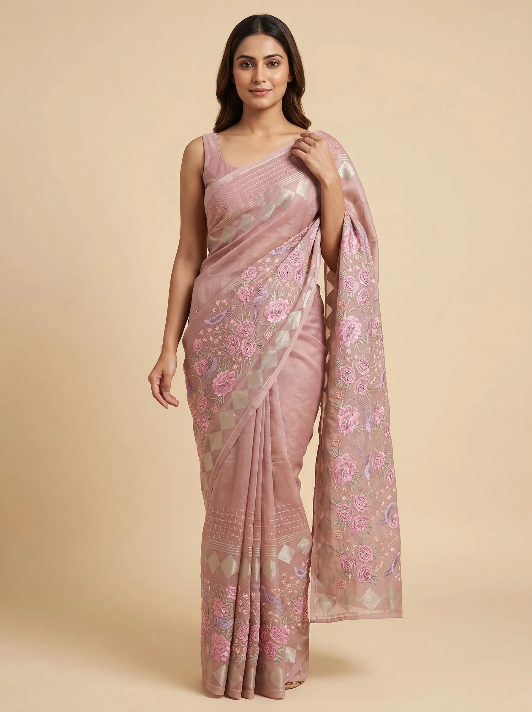 Pink Delicate Drape Handloom Saree
