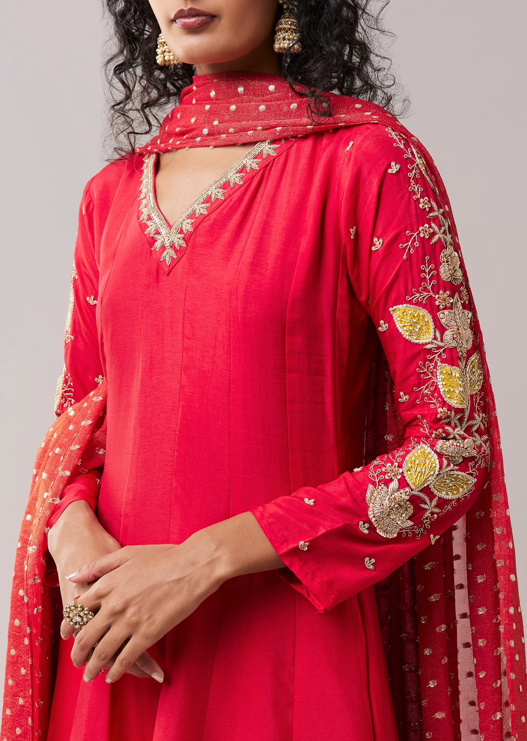 Pink Dola Silk Embellished Anarkali Set - Image 2