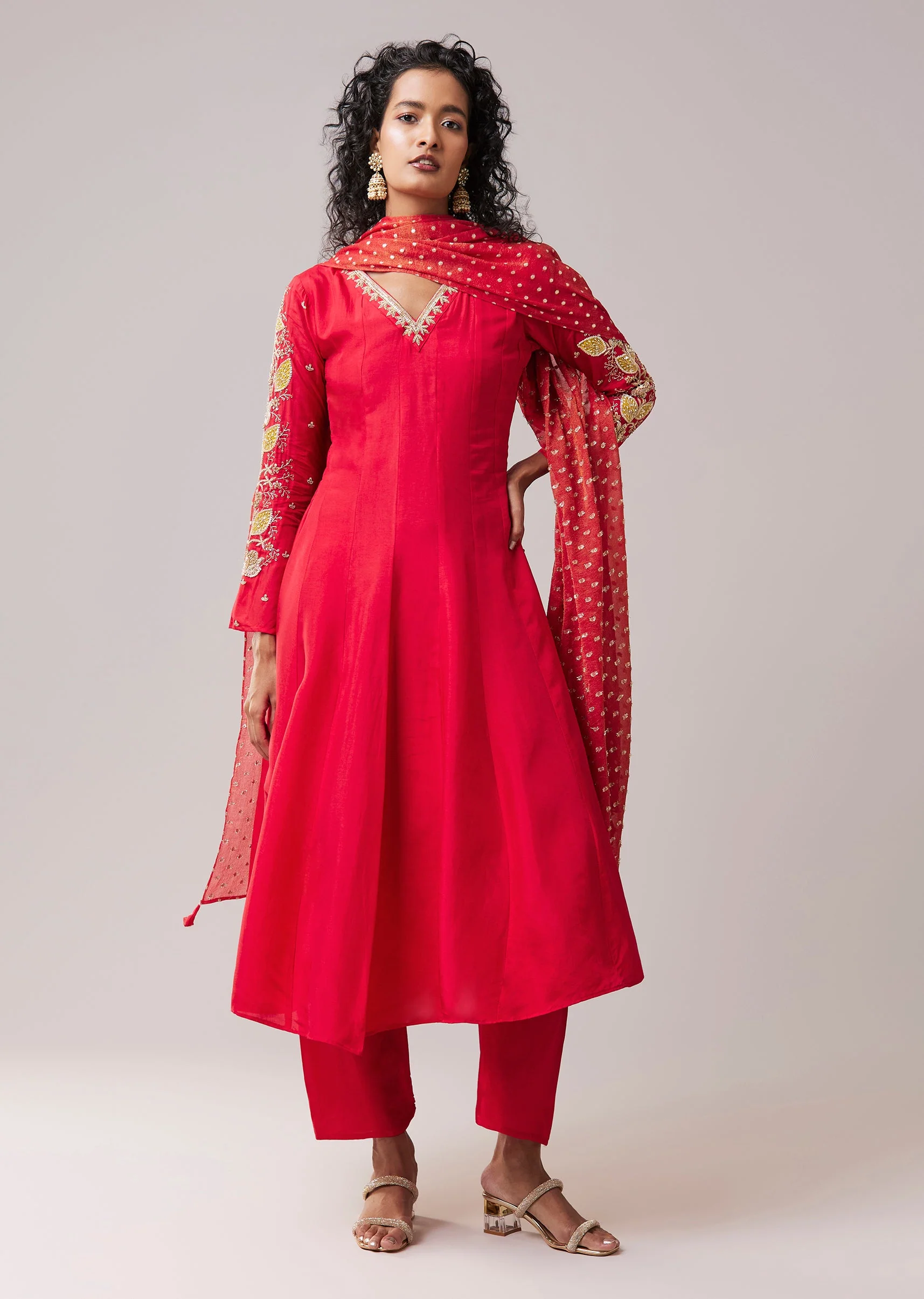 Pink Dola Silk Embellished Anarkali Set - Image 3