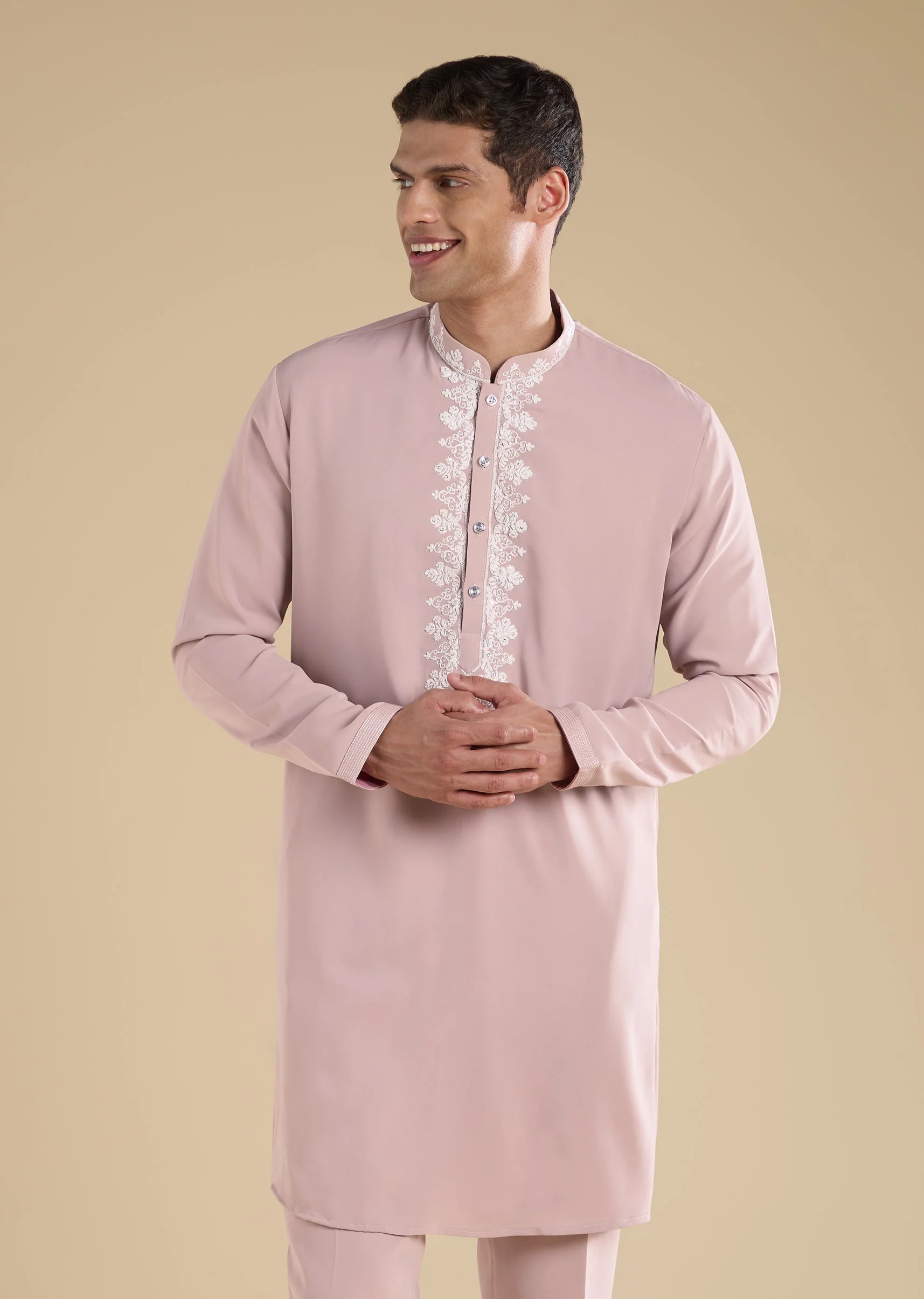Pink Embellished Jodhpuri Set With Kurta And Pants - Image 6