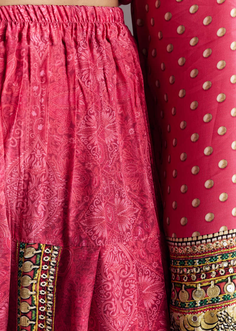 Pink Embroidered Kurta Dhoti Set - Image 5