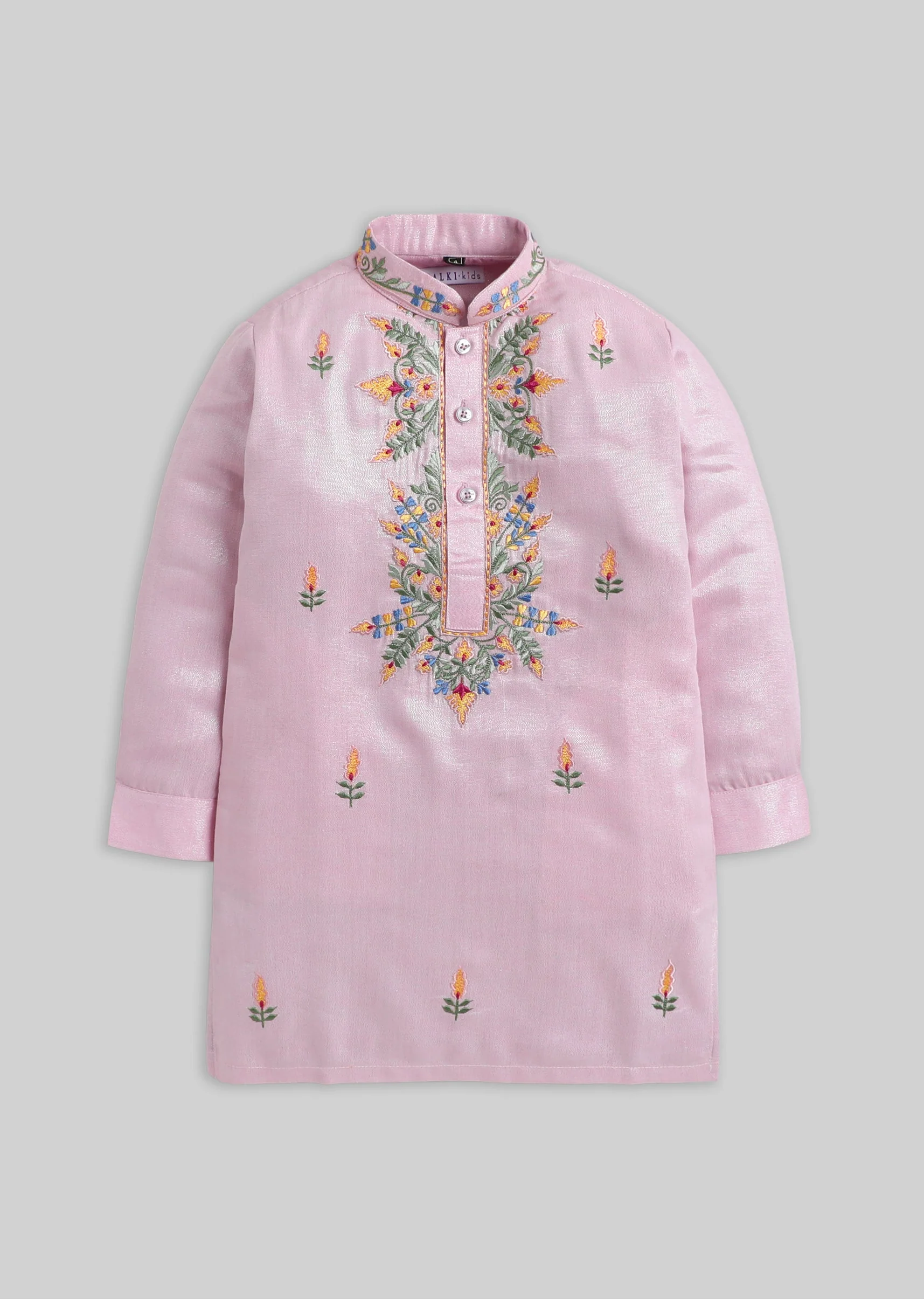 Pink Embroidered Kurta Set For Boys - Image 2