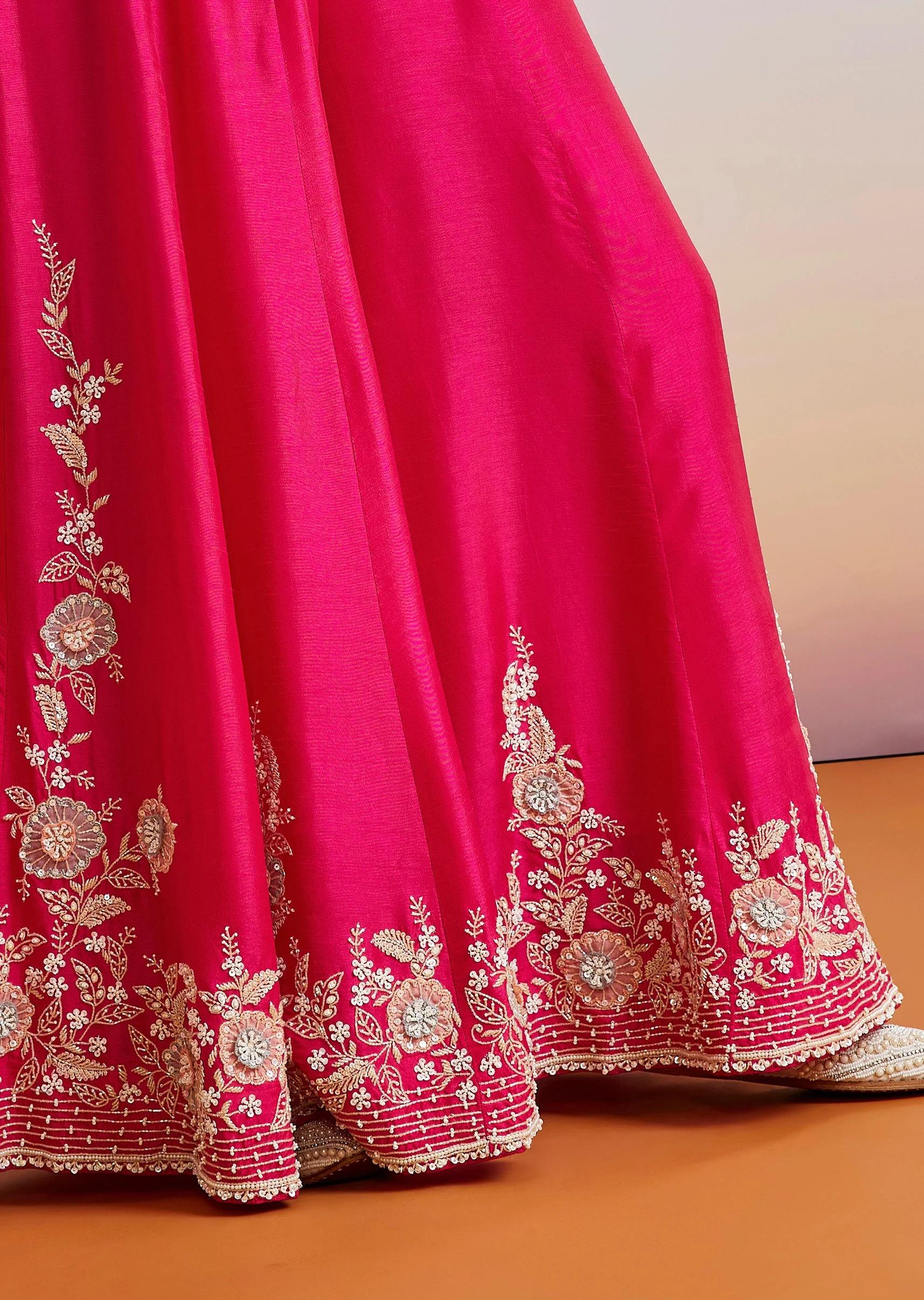 Pink Embroidered Silk Blend Jumpsuit With Belt - Image 6