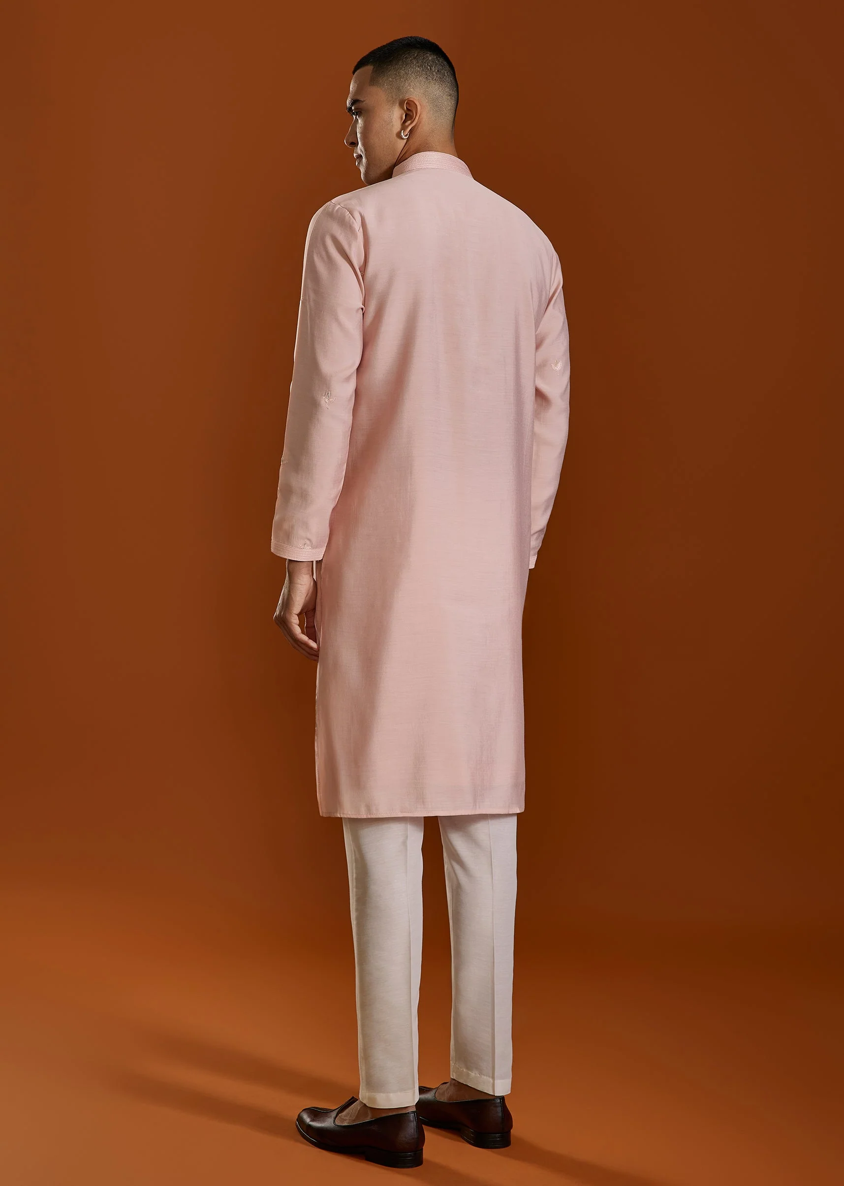 Pink Embroidered Viscose Kurta Set - Image 5