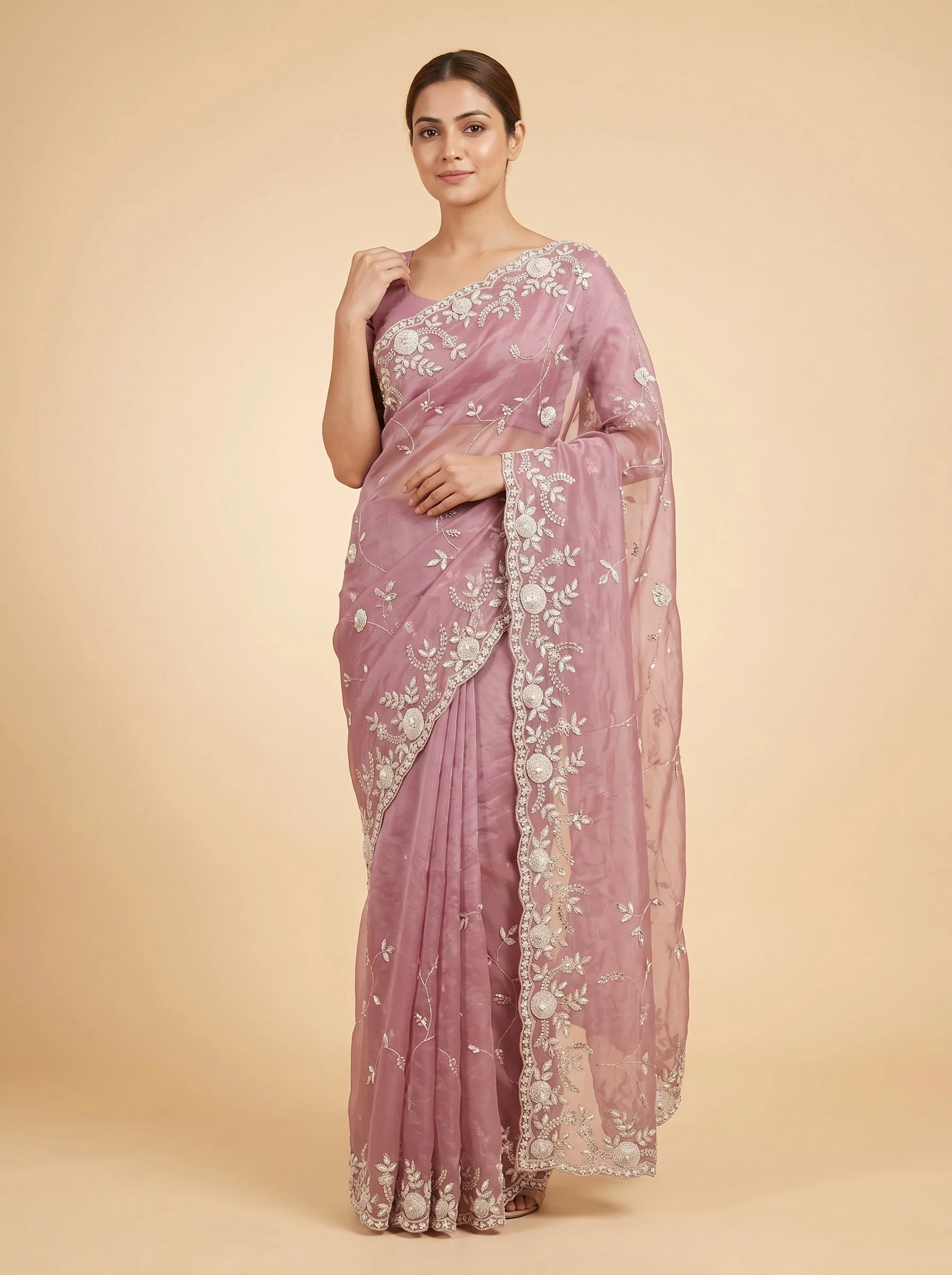 Pink Enchanting Embroidered Saree