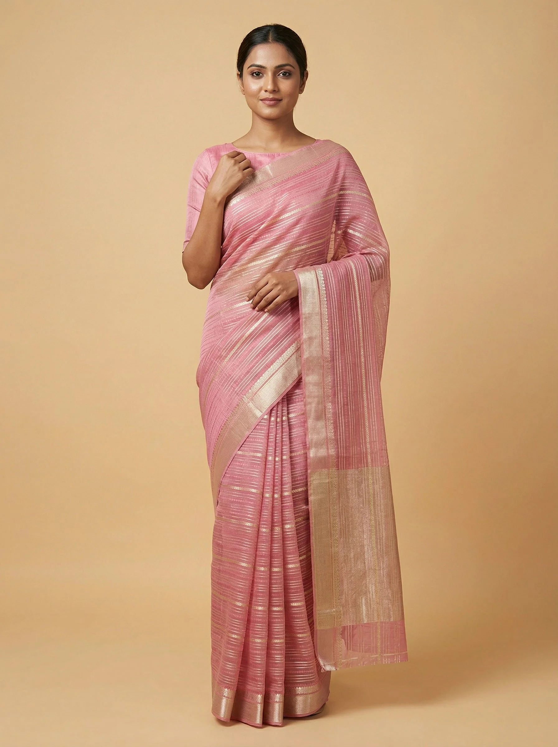 Pink Fashionable Embroidered Saree