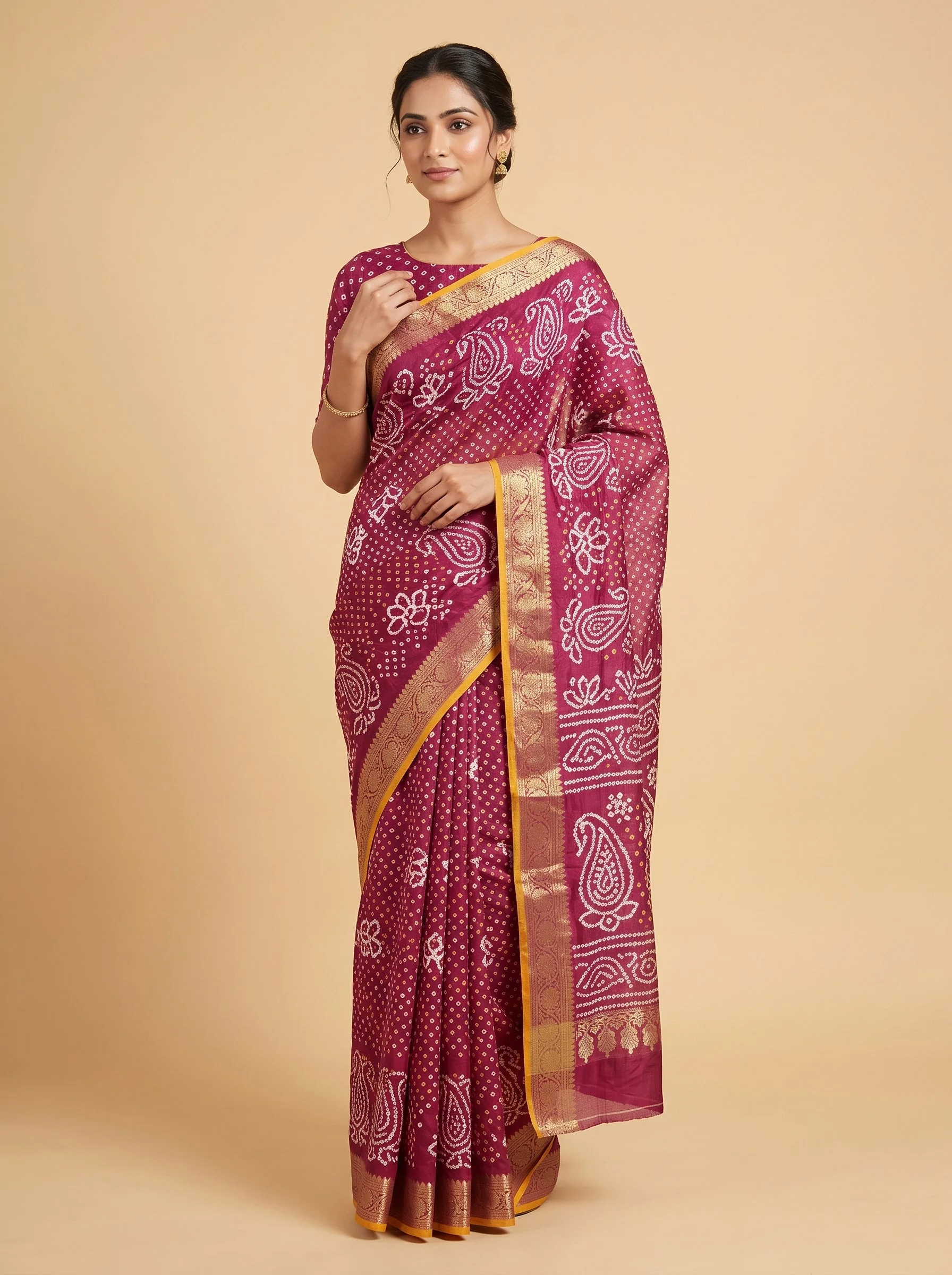 Pink Festive Bandhani Saree