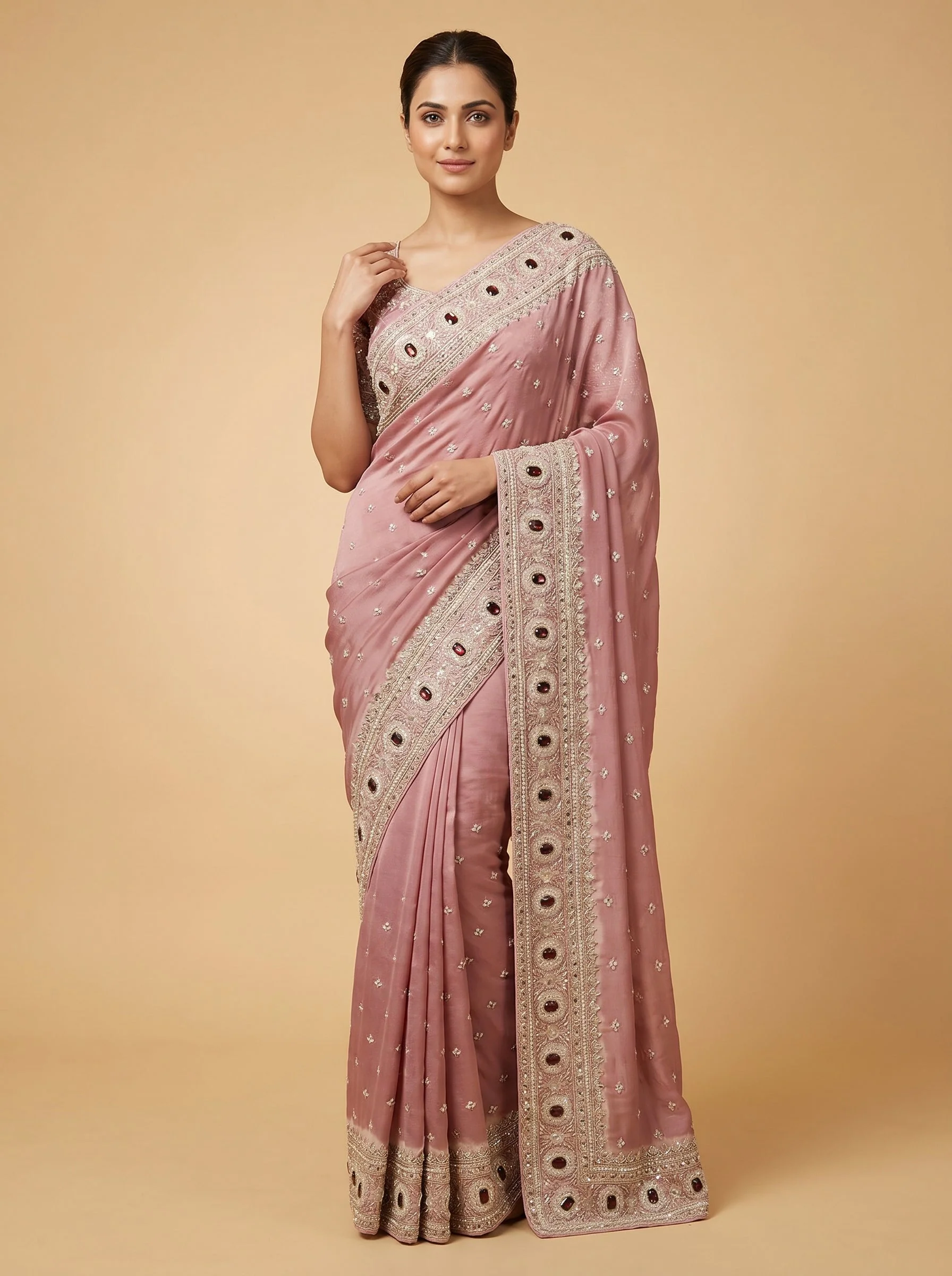 Pink Fresh Glow Embroidered Saree