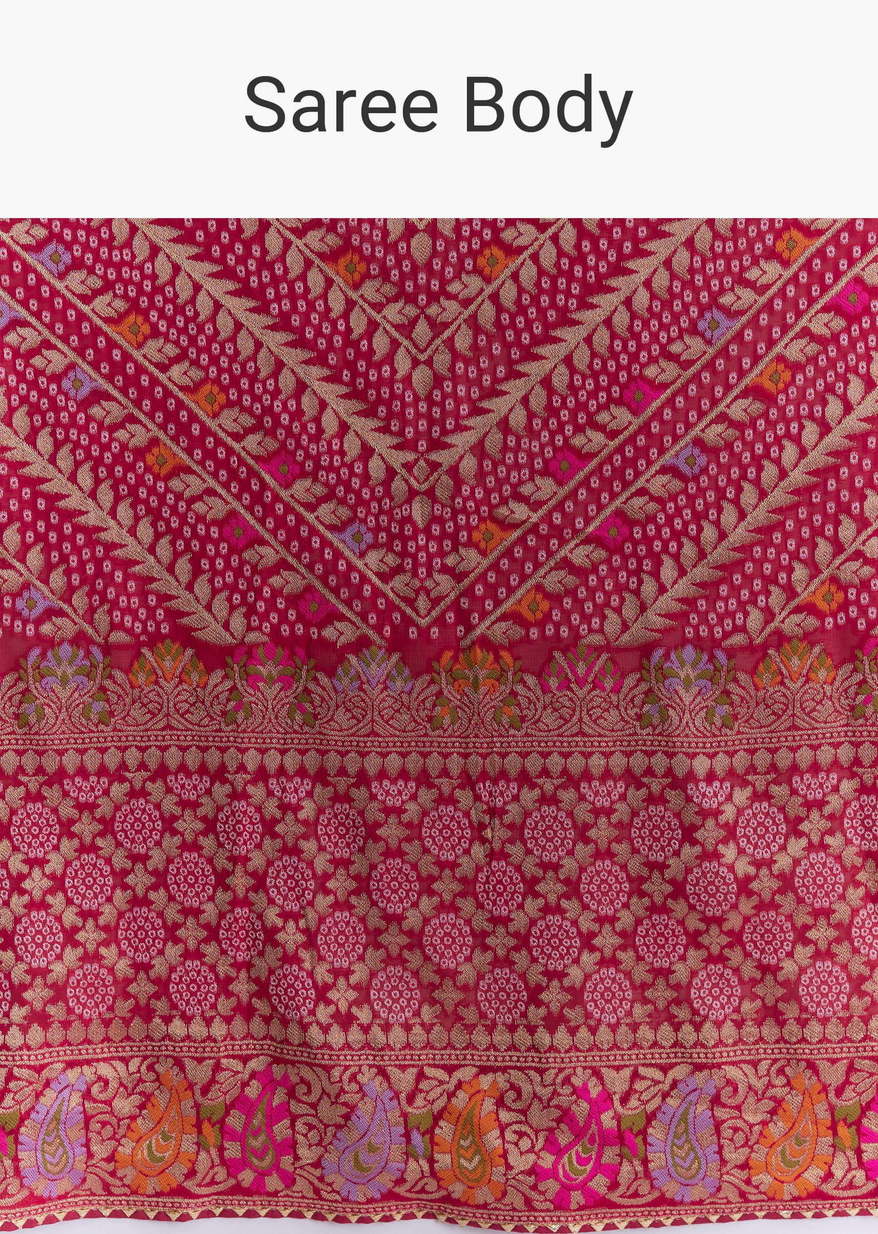 Pink Georgette Woven Saree With Heavy Zari And Jaal Embroidery - Image 10