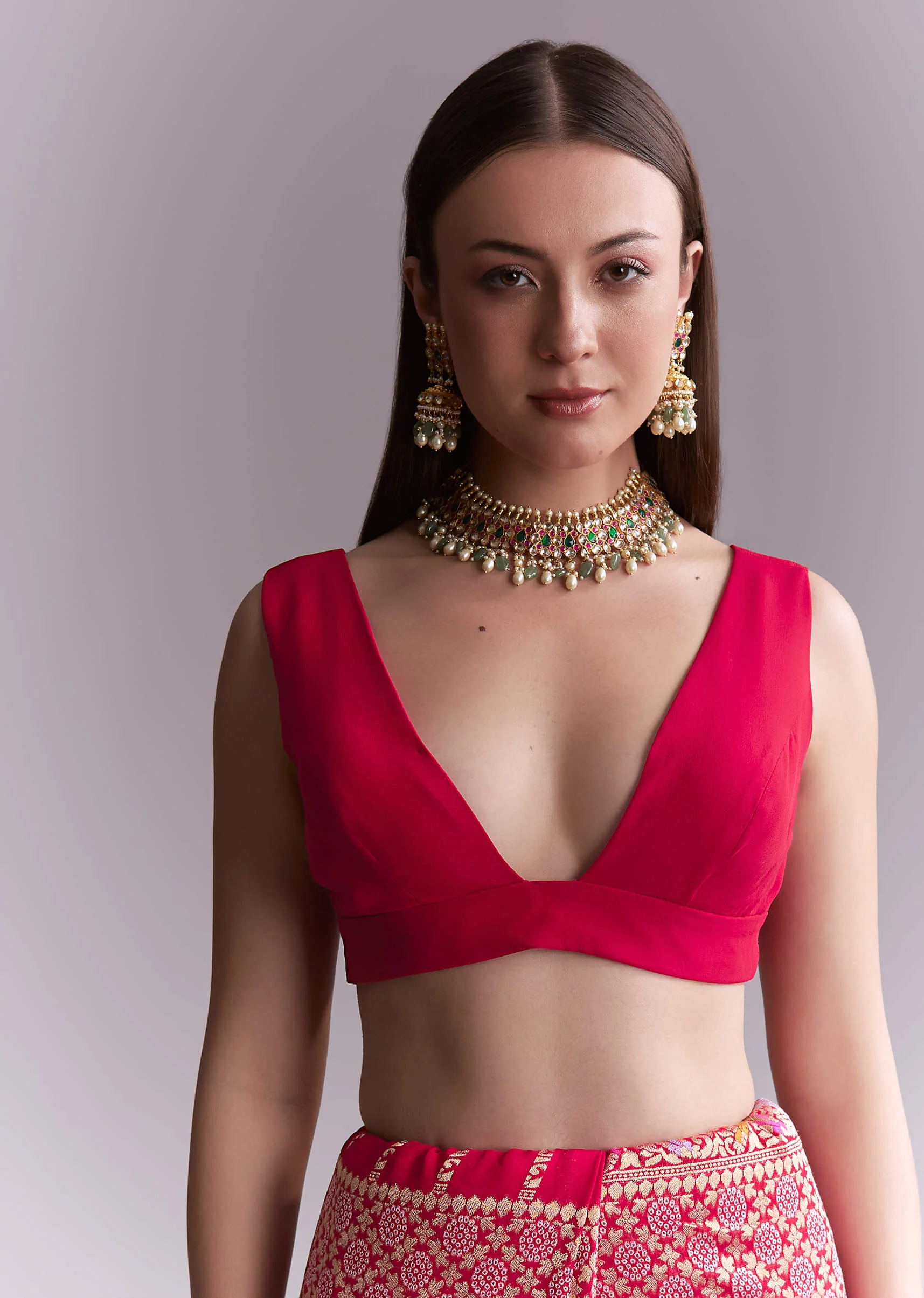 Pink Georgette Woven Saree With Heavy Zari And Jaal Embroidery - Image 7