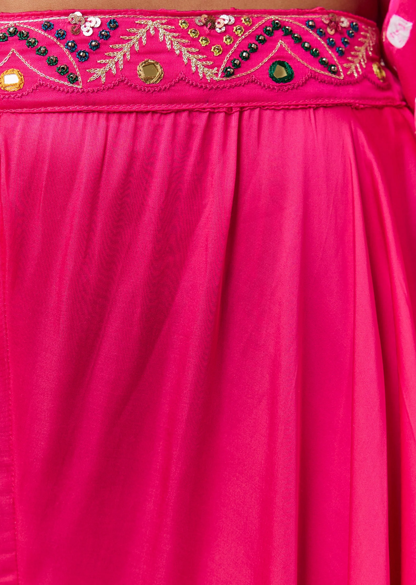 Pink Hand Dyed Bandhani Crop Top and Palazzo Set - Image 6