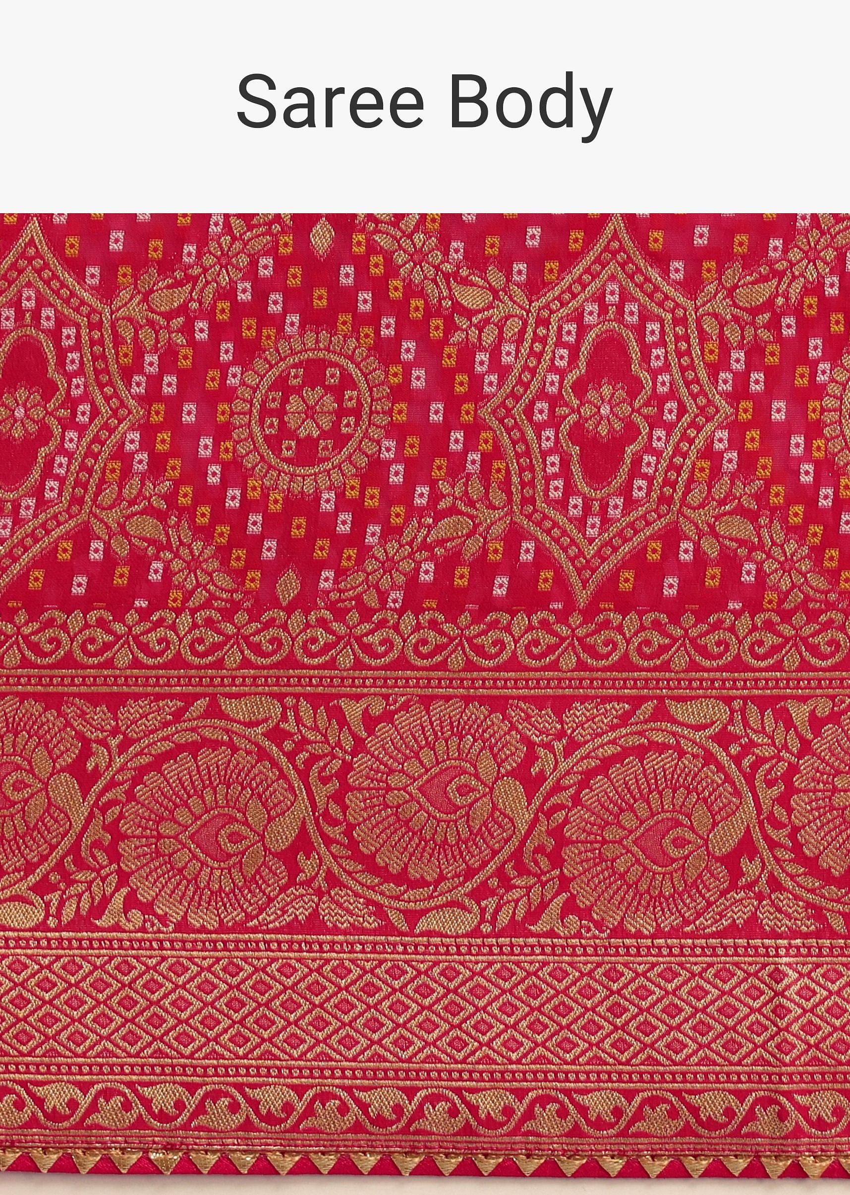 Pink Khaddi Georgette Woven Saree With Gotta Patti Border - Image 9