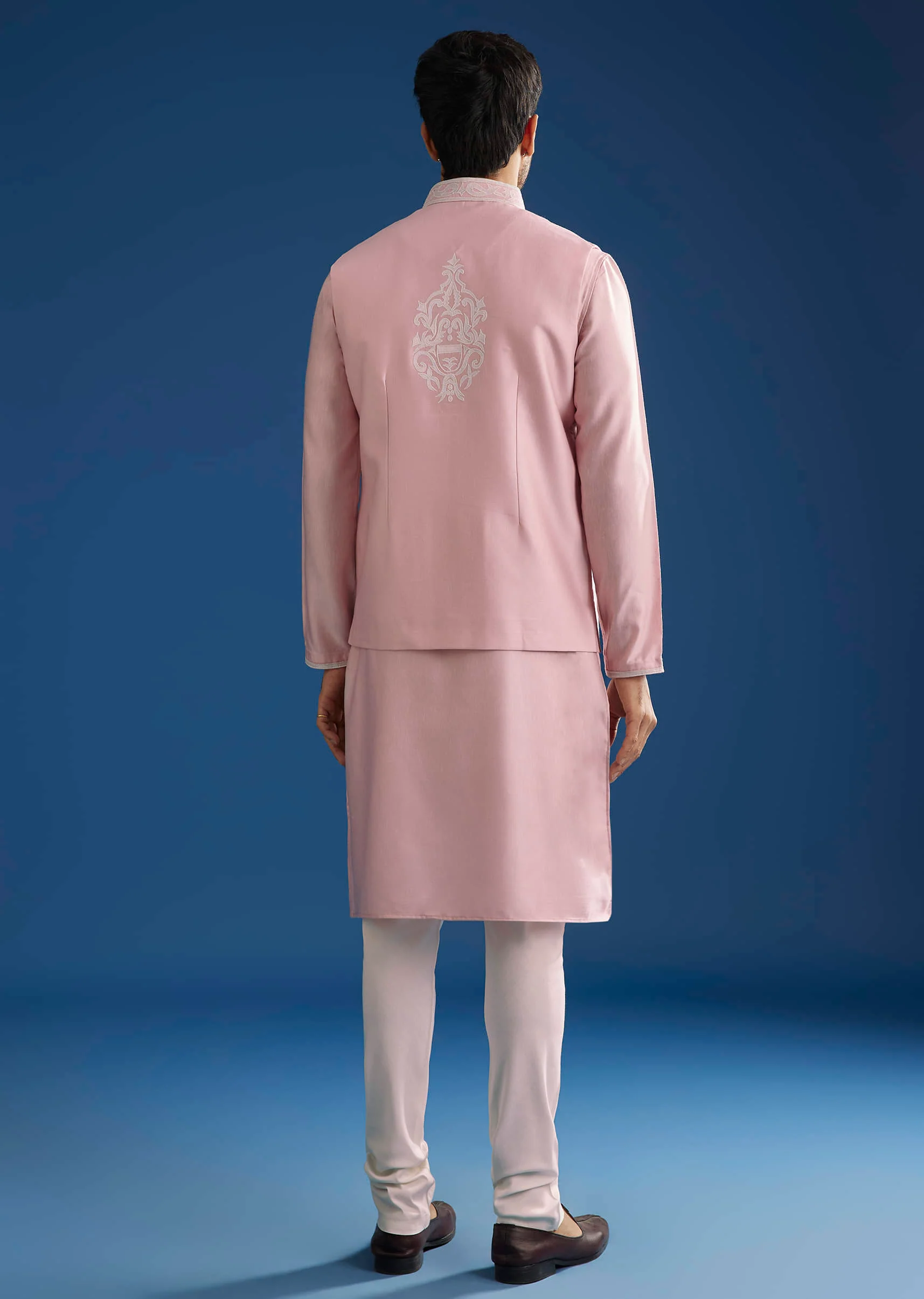 Pink Kurta Jacket Set With Gota Cutwork - Image 5