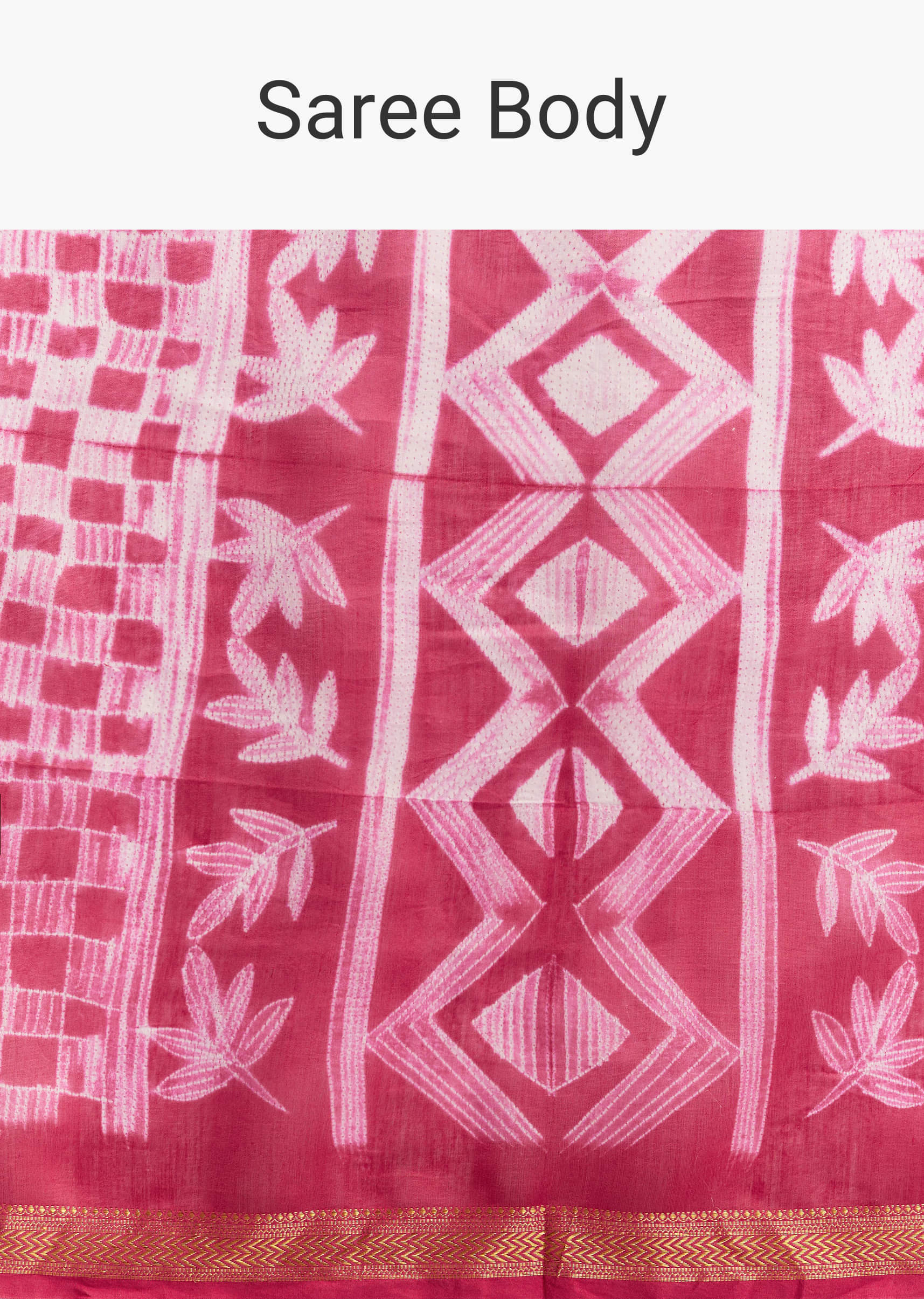 Pink Linen Printed Saree With Authentic Shibori Print - Image 9