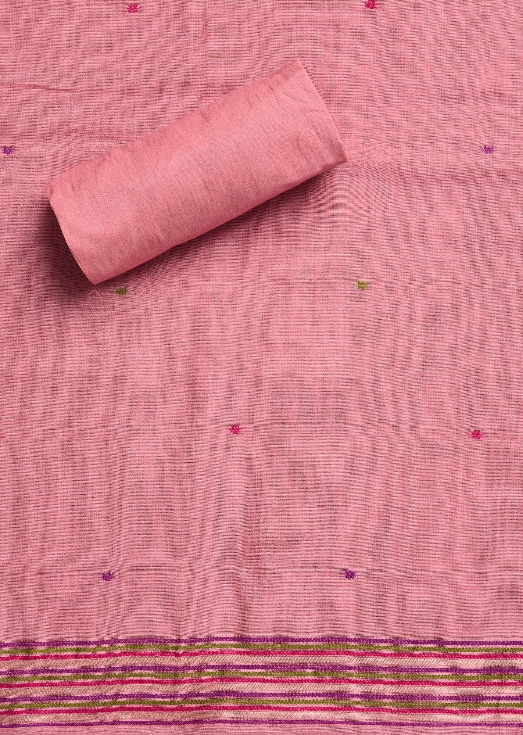 Pink Linen Unstitched Suit Set - Image 4