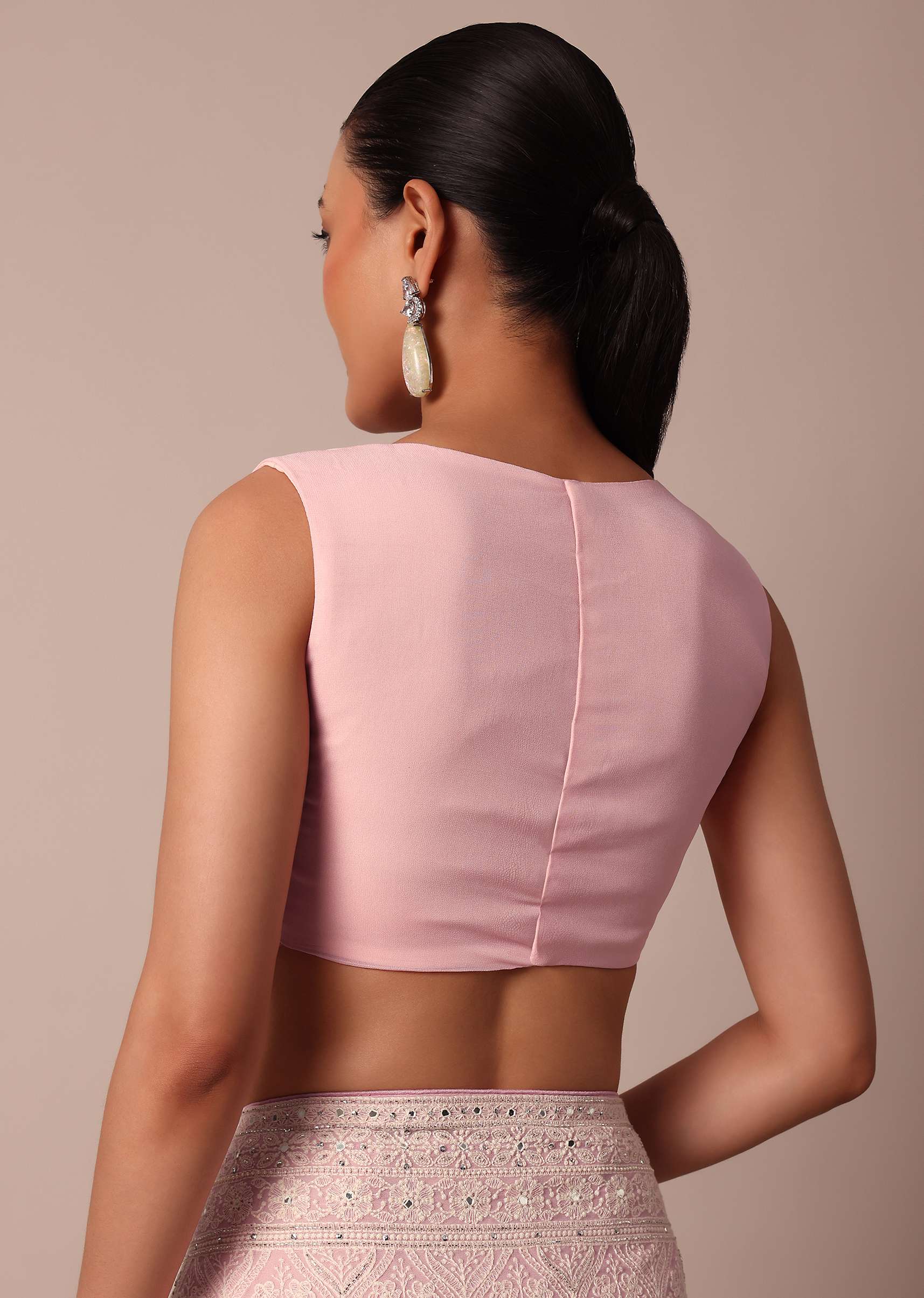 Pink Lucknowi Chikankari Saree With Sequin Embellishments - Image 7