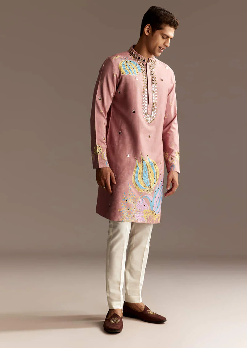Pink Mirror Kurta Set - Image 2