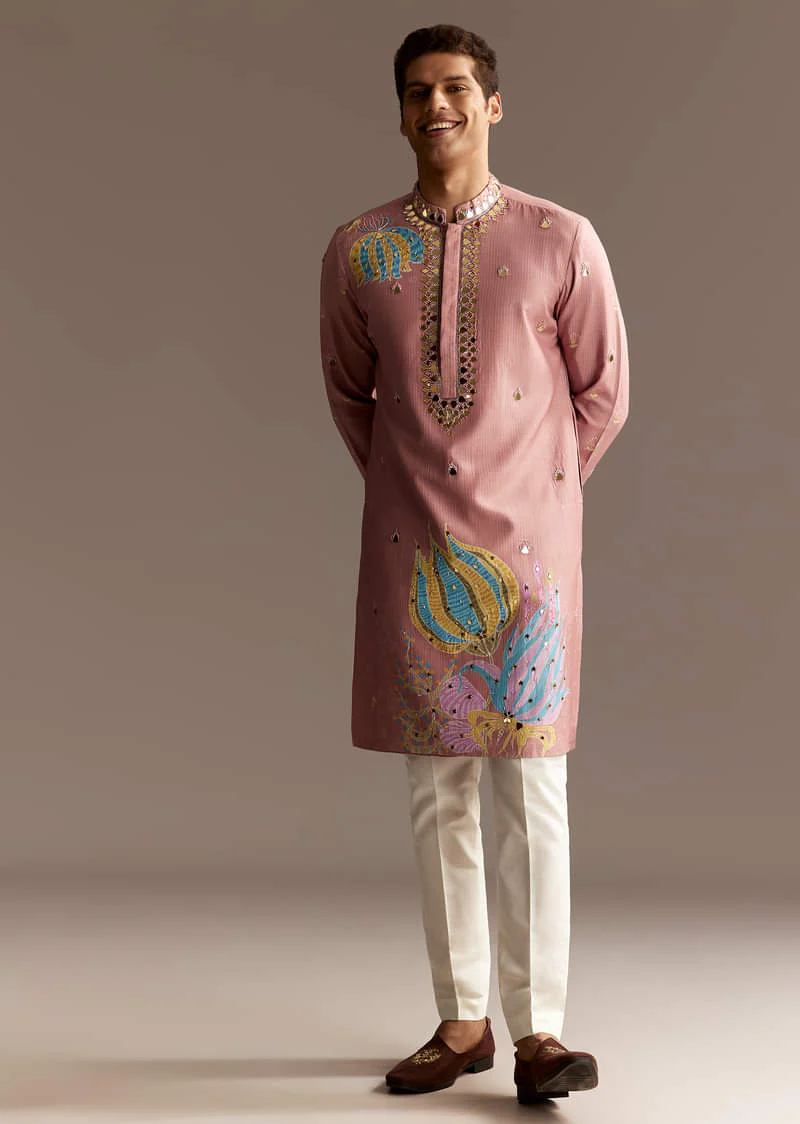 Pink Mirror Kurta Set - Image 3