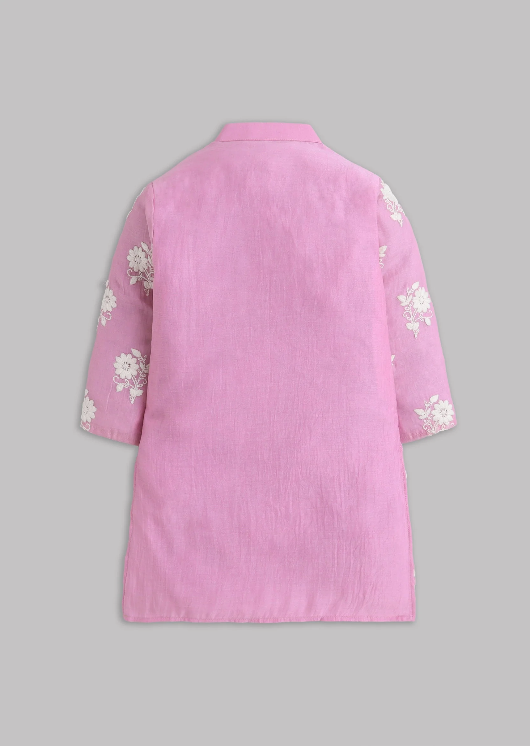 Pink Mul Chanderi Embroidered Kurta Set - Image 3