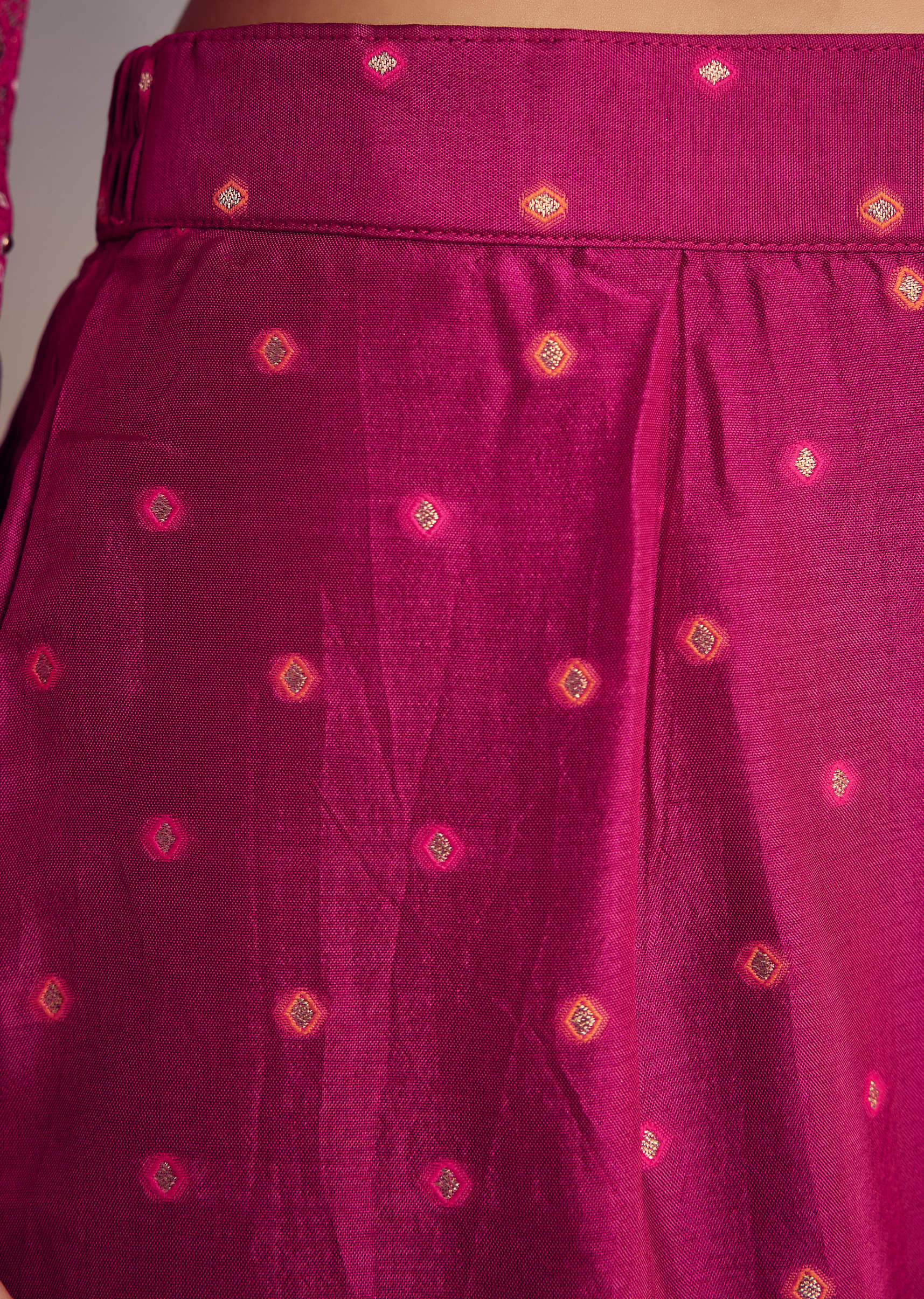 Pink Ombre Bandhani Anarkali Suit With Zardosi Neckline - Image 6